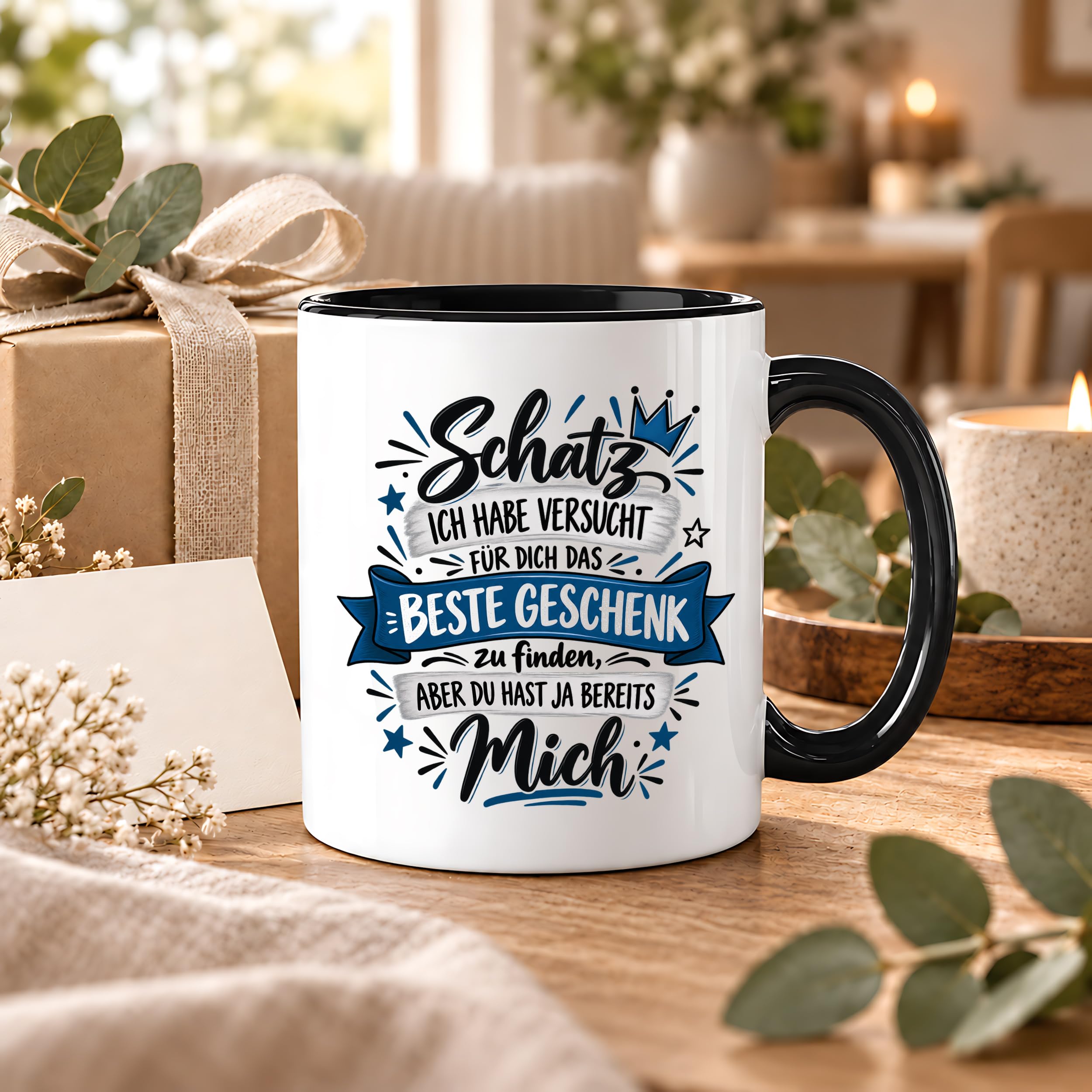 Herzbotschaft Tasse Geschenk Schatz Kaffeetasse für Freund Ehemann Teetasse