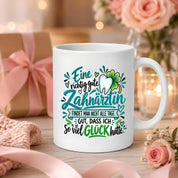 Herzbotschaft Zahnärztin Tasse Danke Kaffeetasse Geschenk in Zahnarztpraxis