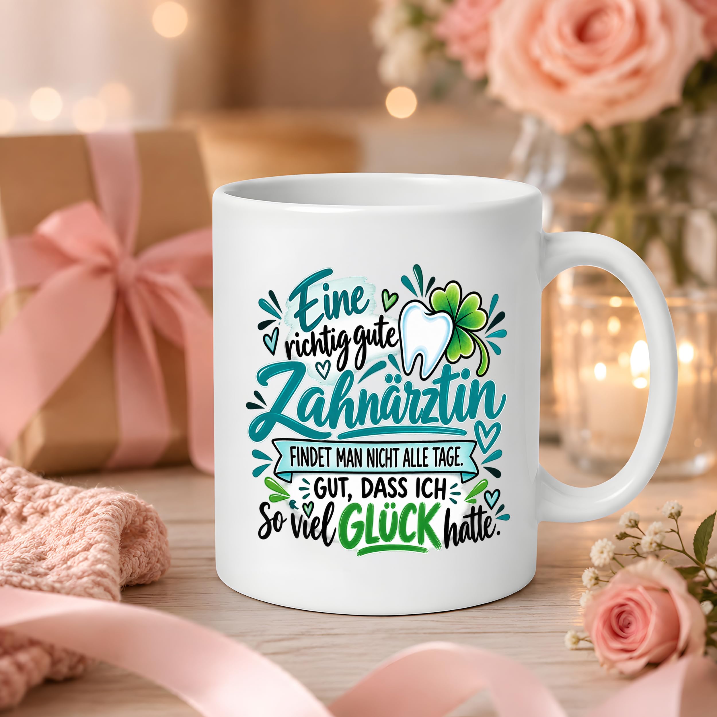Herzbotschaft Zahnärztin Tasse Danke Kaffeetasse Geschenk in Zahnarztpraxis