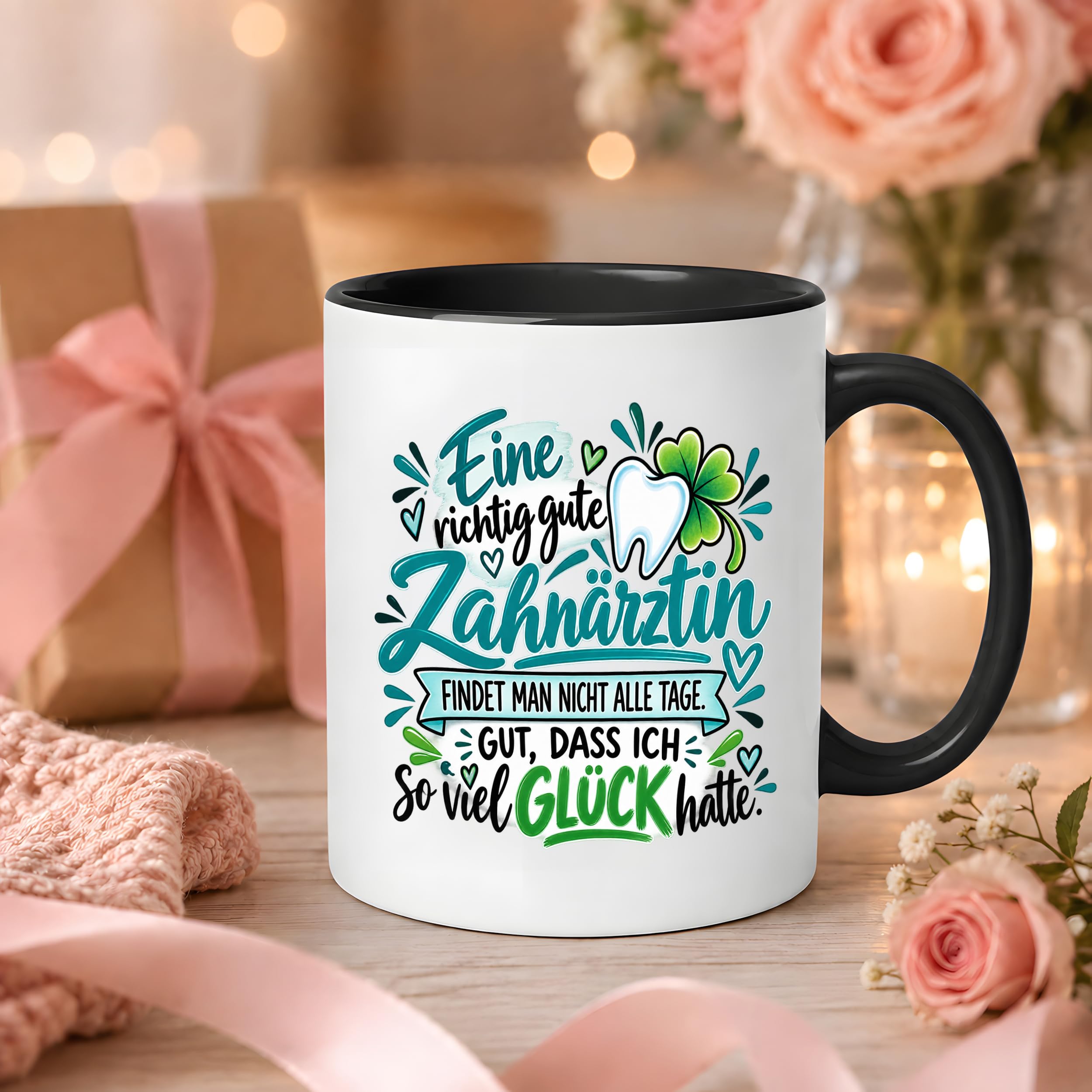Herzbotschaft Zahnärztin Tasse Danke Kaffeetasse Geschenk in Zahnarztpraxis