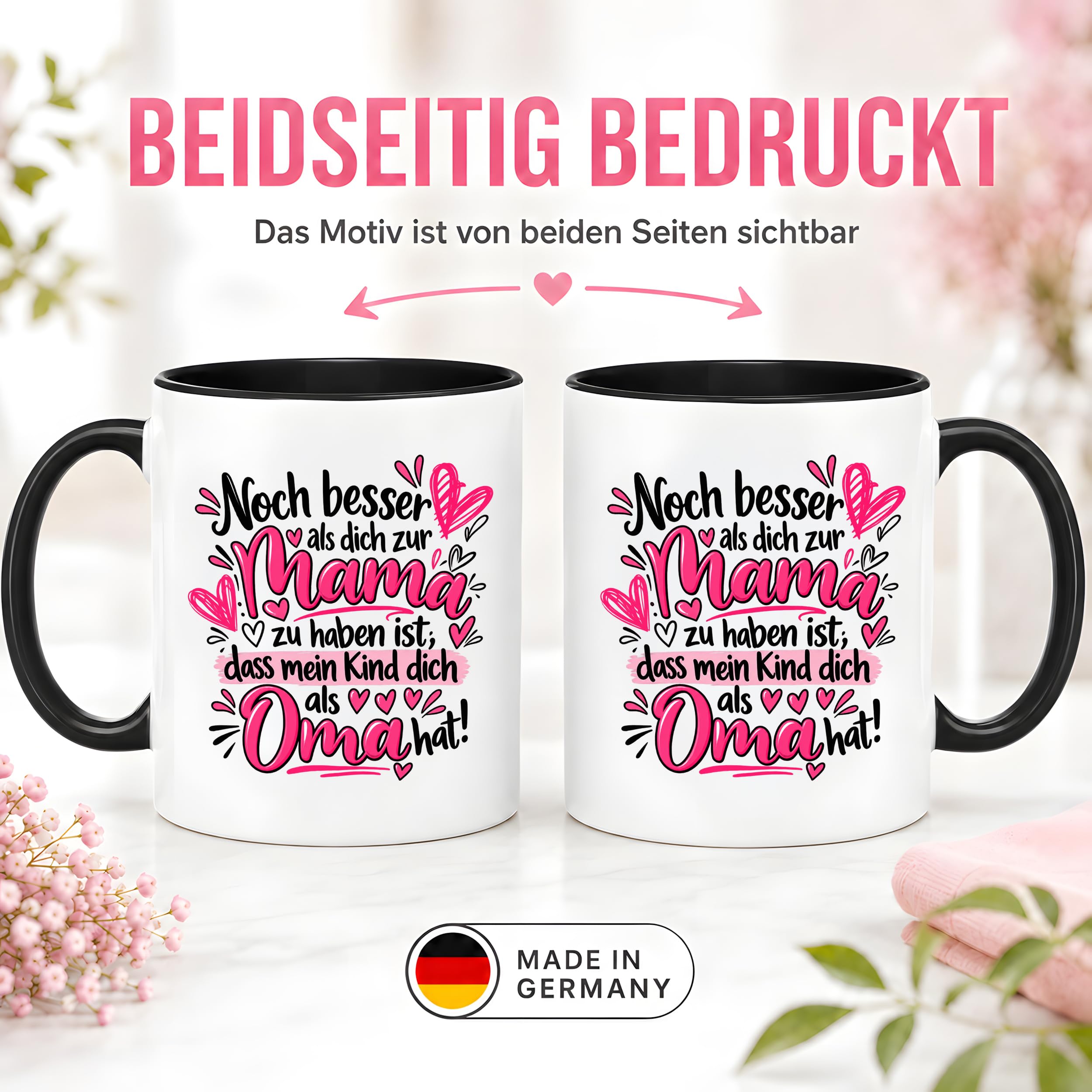 Herzbotschaft Tasse Geschenk Beste Oma der Welt Kaffeetasse