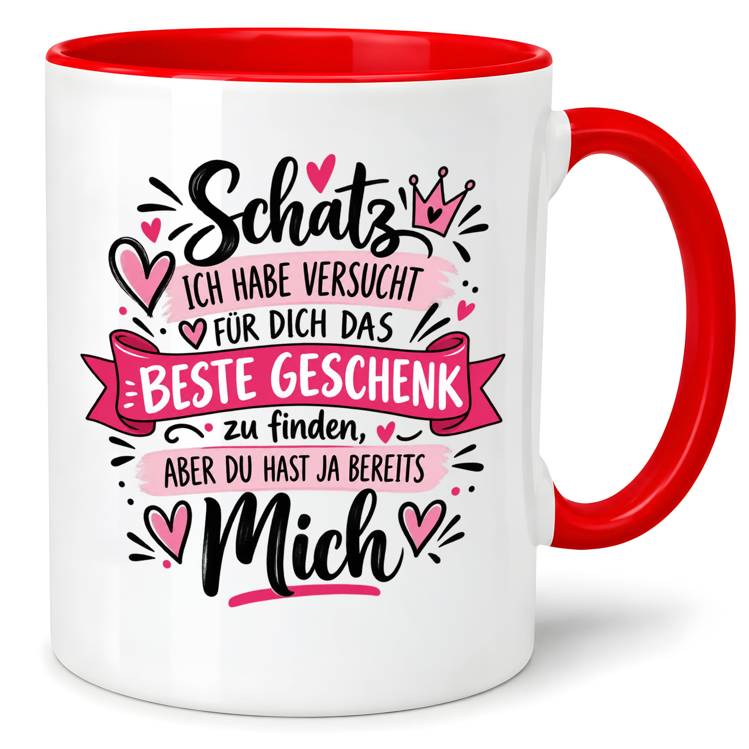 Herzbotschaft Tasse Schatz mit Spruch Das perfekte Geschenk Partner