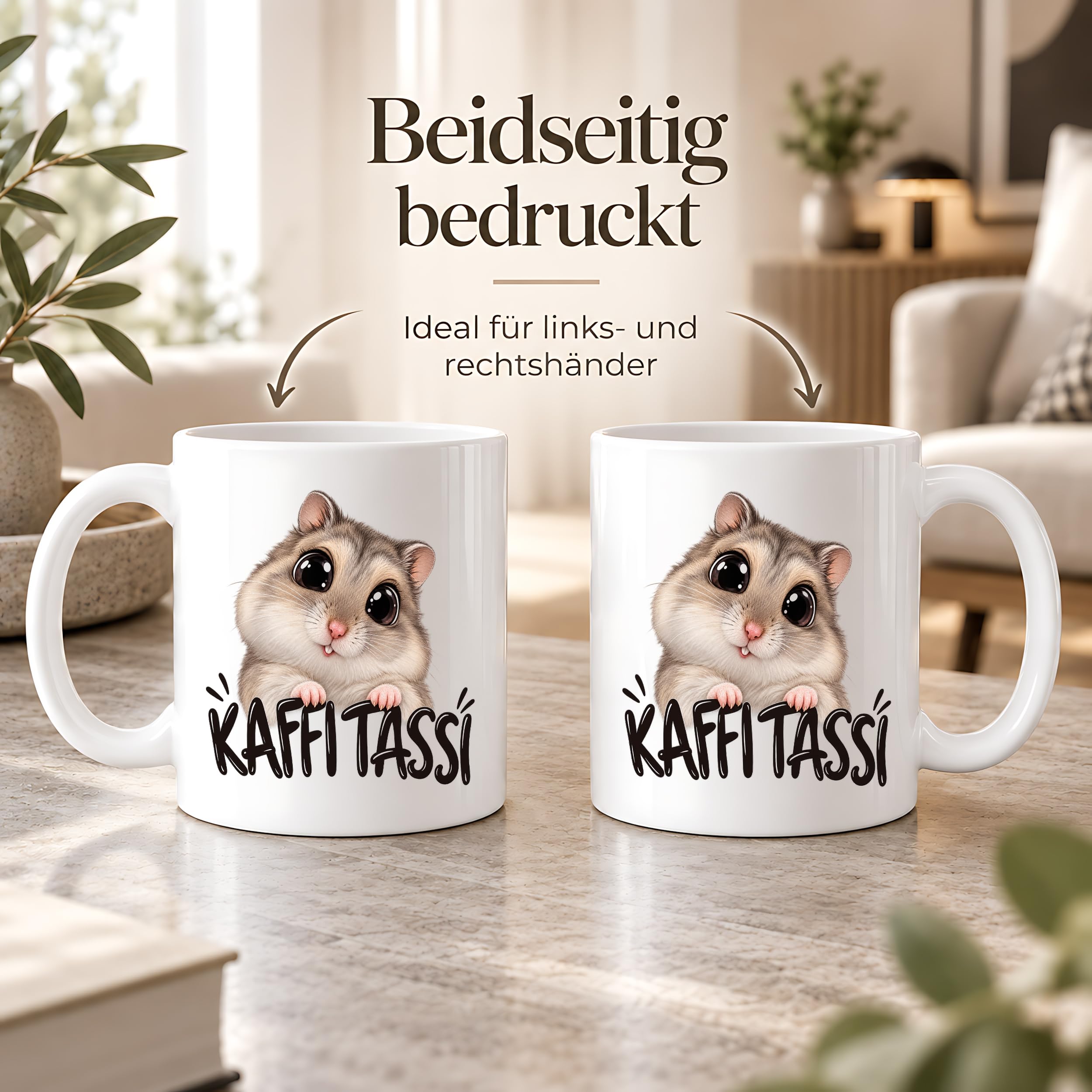 Herzbotschaft Kaffeetasse für Hamster Fans mit lustigem Spruch Kaffi Tassi