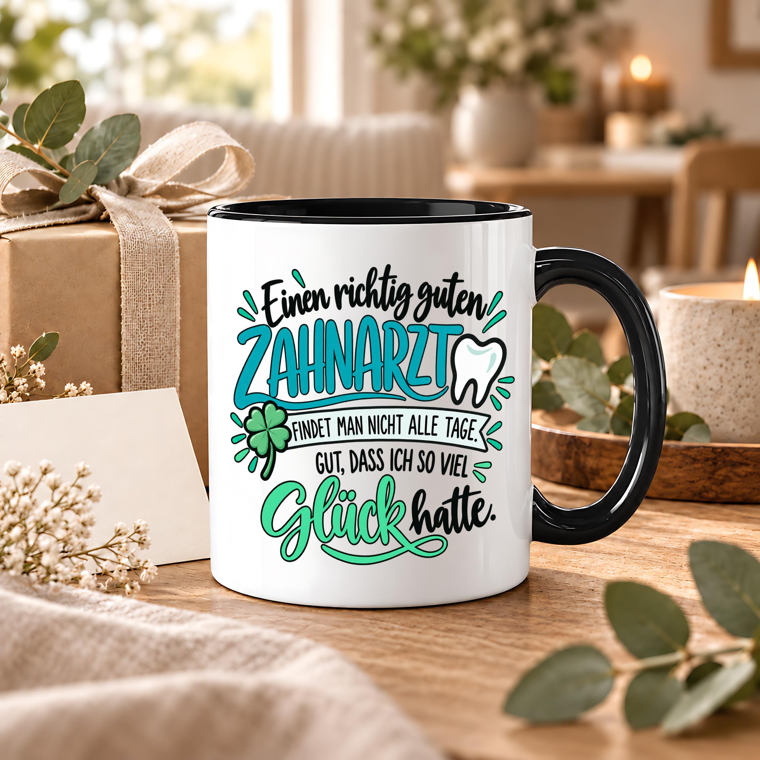 Herzbotschaft Zahnarzt Tasse - Danke Geschenk Kaffeetasse Zahnarztpraxis