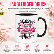 Herzbotschaft Tasse Schatz mit Spruch Das perfekte Geschenk Partner