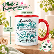 Herzbotschaft Tasse Danke Arzt Geschenk Kaffeetasse für Mediziner Praxis