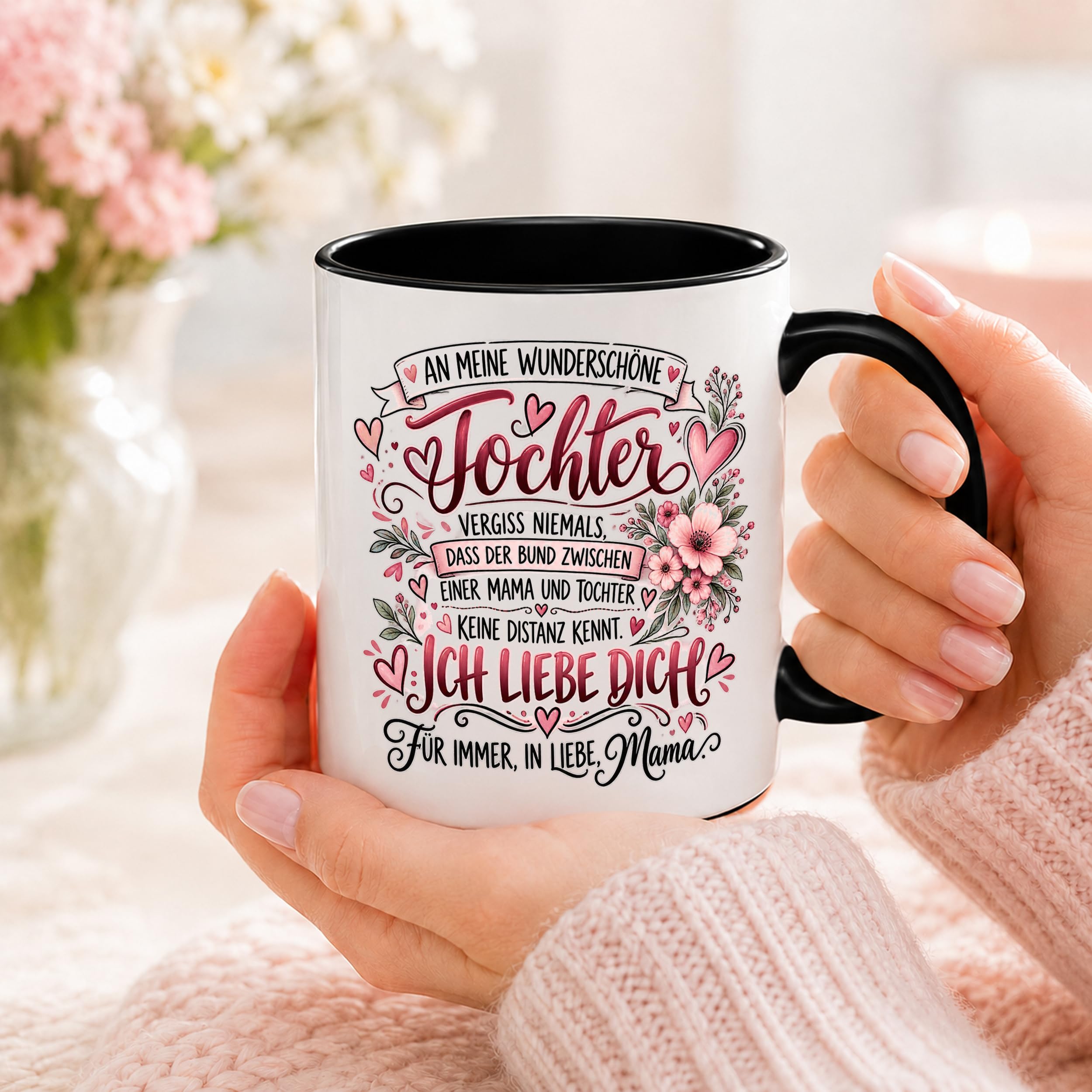 Herzbotschaft Tochter Tasse Geschenk von Mama Kaffeetasse hübsche Tochter