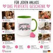 Herzbotschaft Tasse für beste Freundin Kaffeetasse Unbiologische Schwester