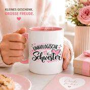 Herzbotschaft Tasse für beste Freundin Kaffeetasse Unbiologische Schwester