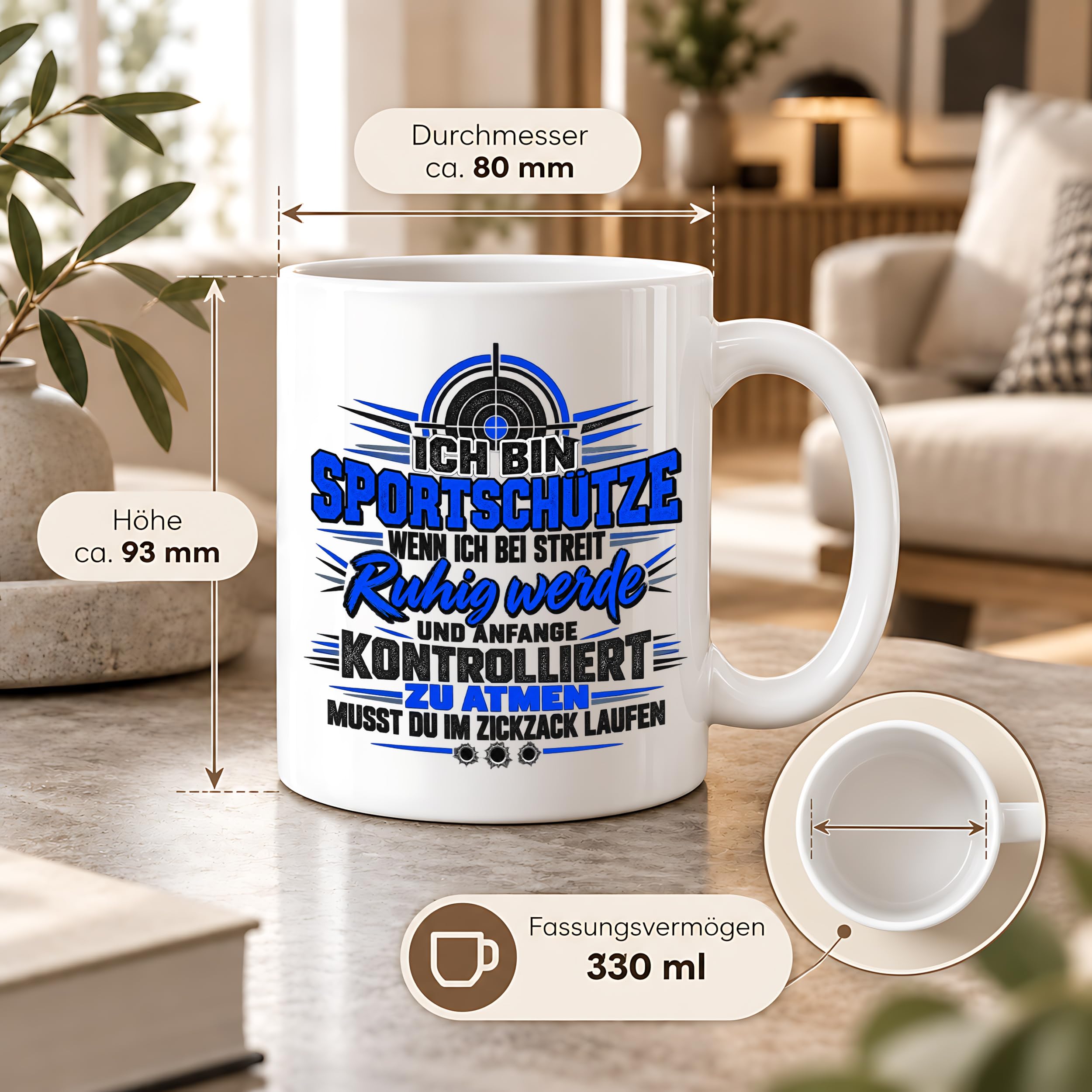 Herzbotschaft Sportschütze Tasse Geschenk für Schützenverein Kaffeetasse