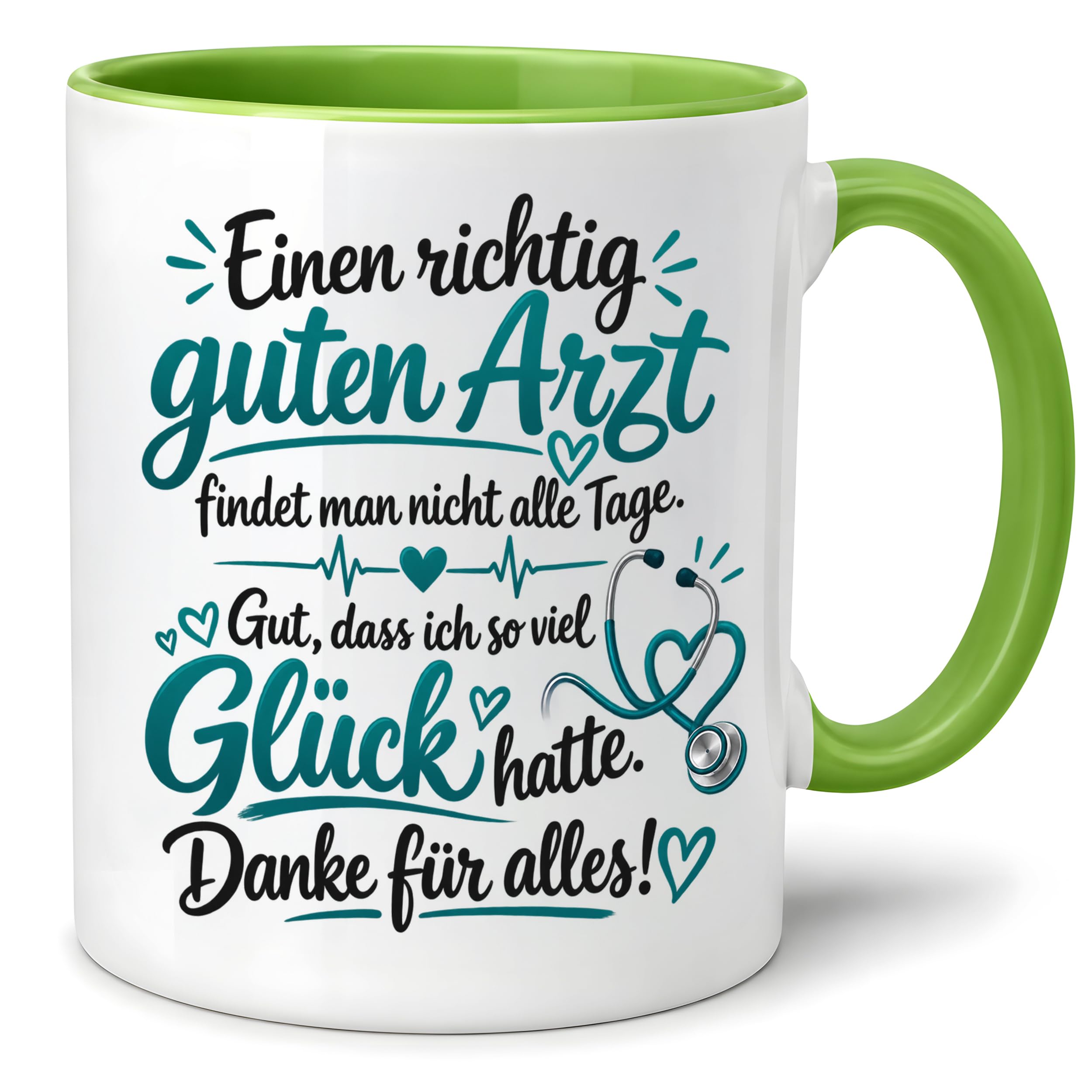 Herzbotschaft Tasse Kaffeetasse für Ärzte - Danke Geschenk für guten Arzt