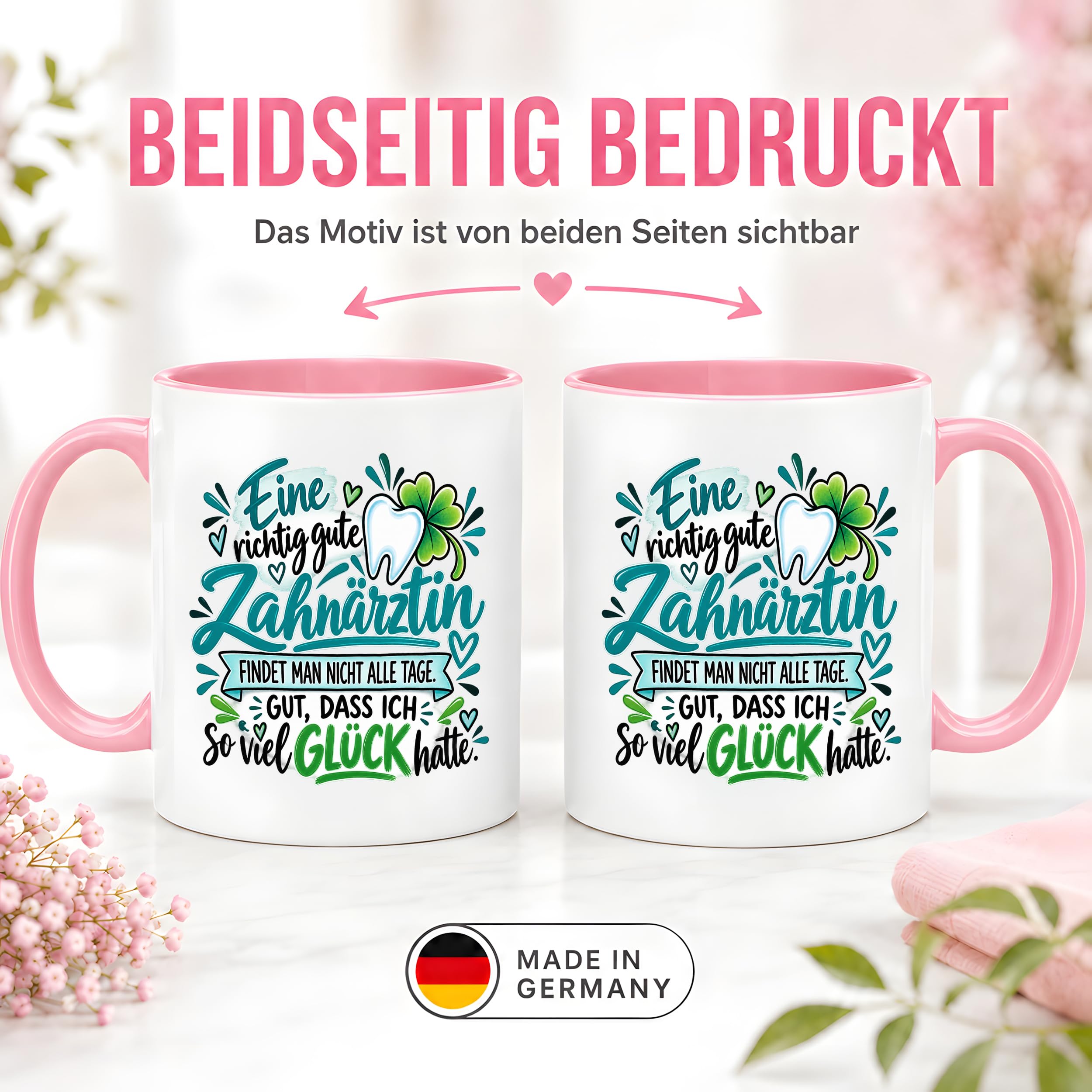 Herzbotschaft Zahnärztin Tasse Danke Kaffeetasse Geschenk in Zahnarztpraxis