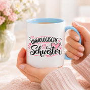 Herzbotschaft Tasse für beste Freundin Kaffeetasse Unbiologische Schwester