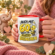 Herzbotschaft Tasse 60. Geburtstag Flottes Bienchen Geschenk für Frau