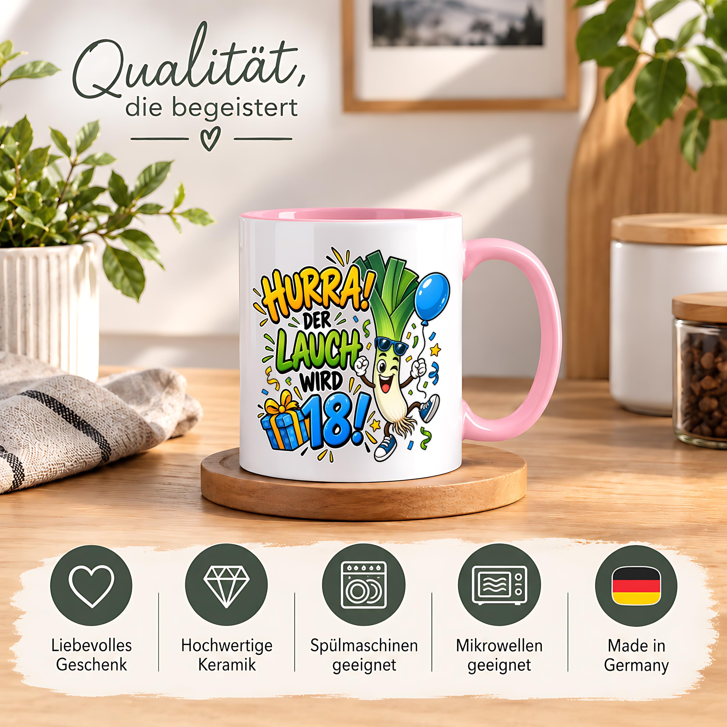 Herzbotschaft 18. Geburtstag Tasse Geburtstagsgeschenk für jungen Mann