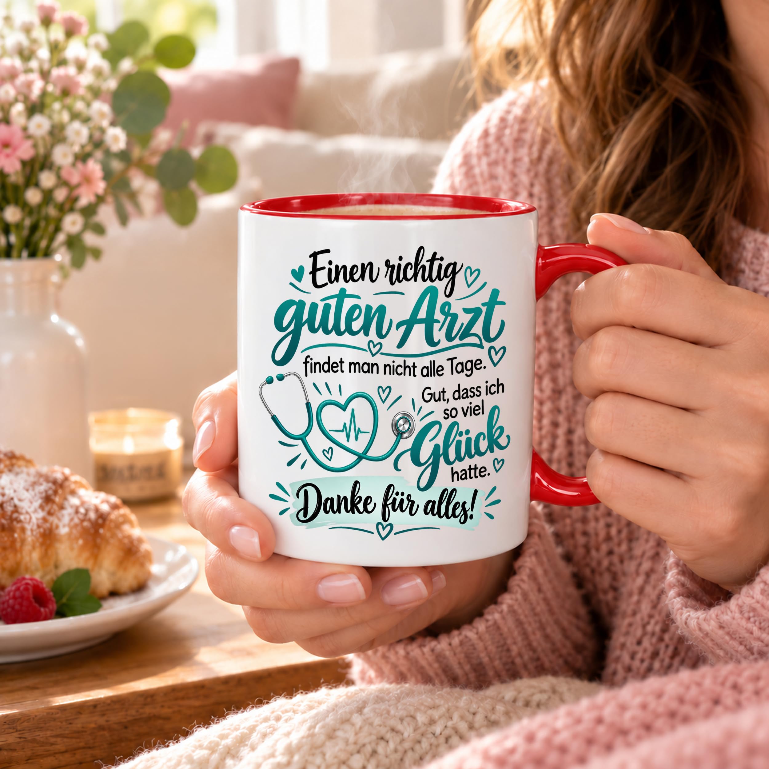 Herzbotschaft Tasse Danke Arzt Geschenk Kaffeetasse für Mediziner Praxis