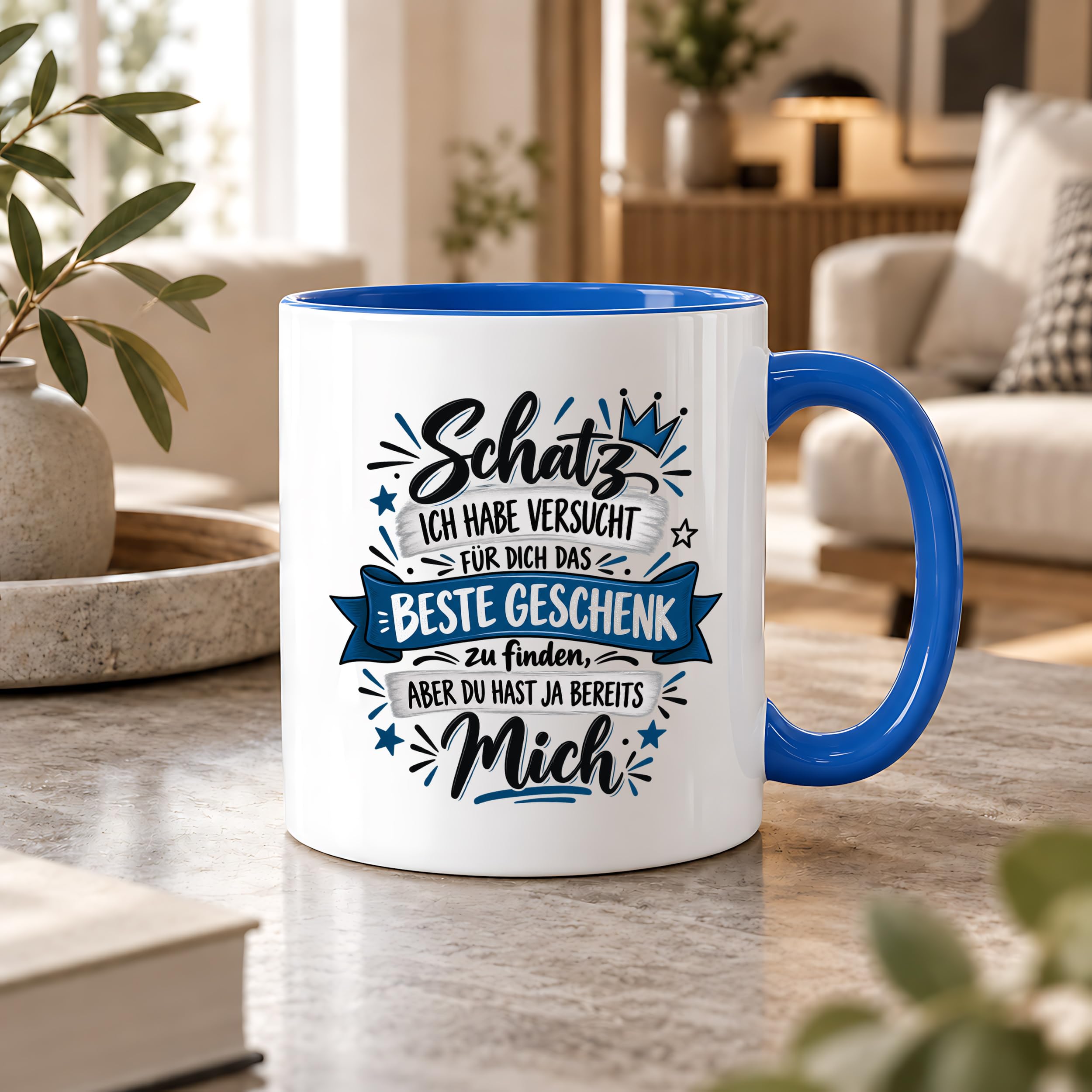 Herzbotschaft Tasse Geschenk Schatz Kaffeetasse für Freund Ehemann Teetasse