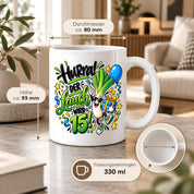 Herzbotschaft Tasse 15. Geburtstag Teetasse Geburtstagsgeschenk für Jungen