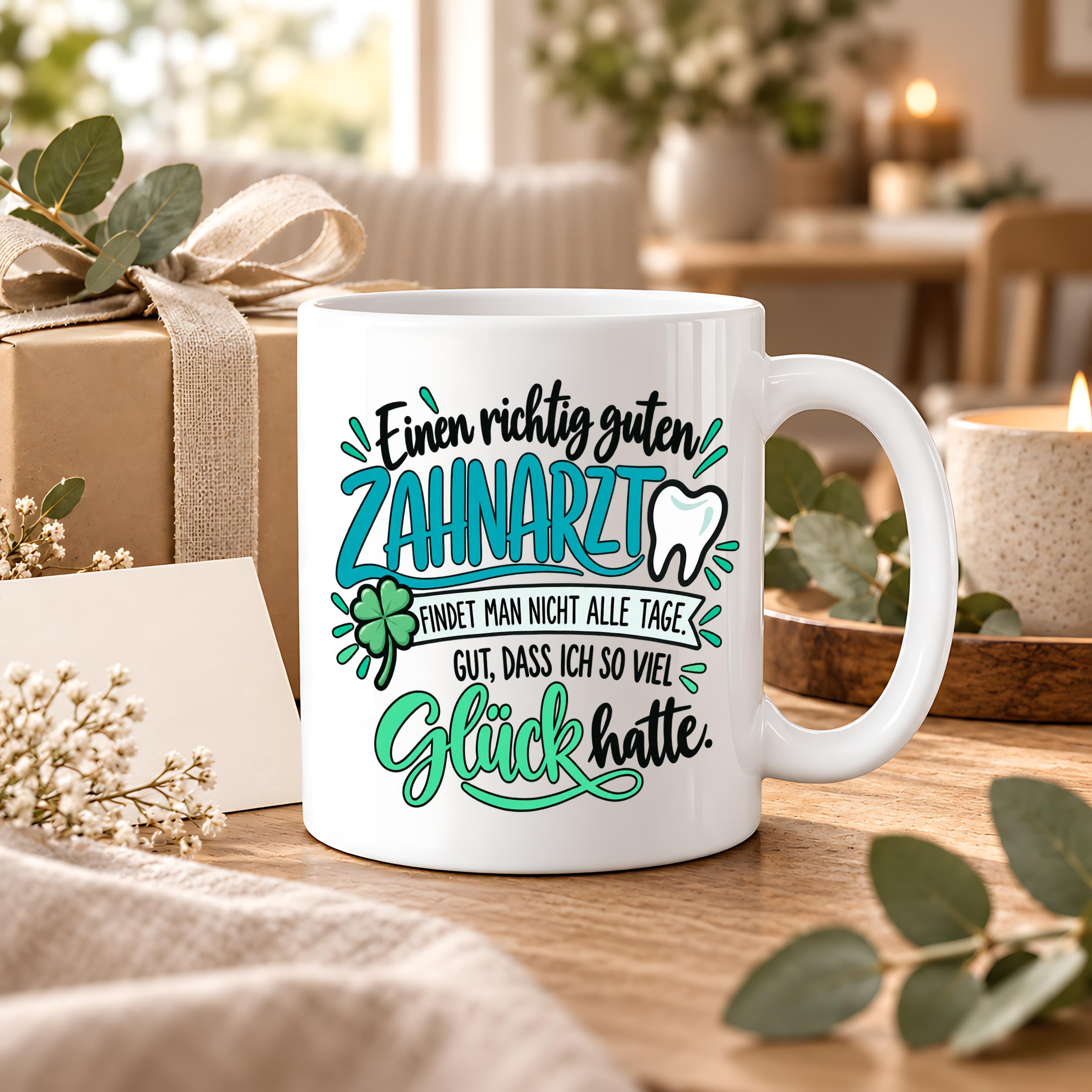 Herzbotschaft Zahnarzt Tasse - Danke Geschenk Kaffeetasse Zahnarztpraxis