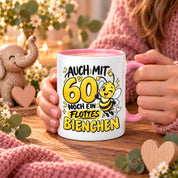 Herzbotschaft Tasse 60. Geburtstag Flottes Bienchen Geschenk für Frau