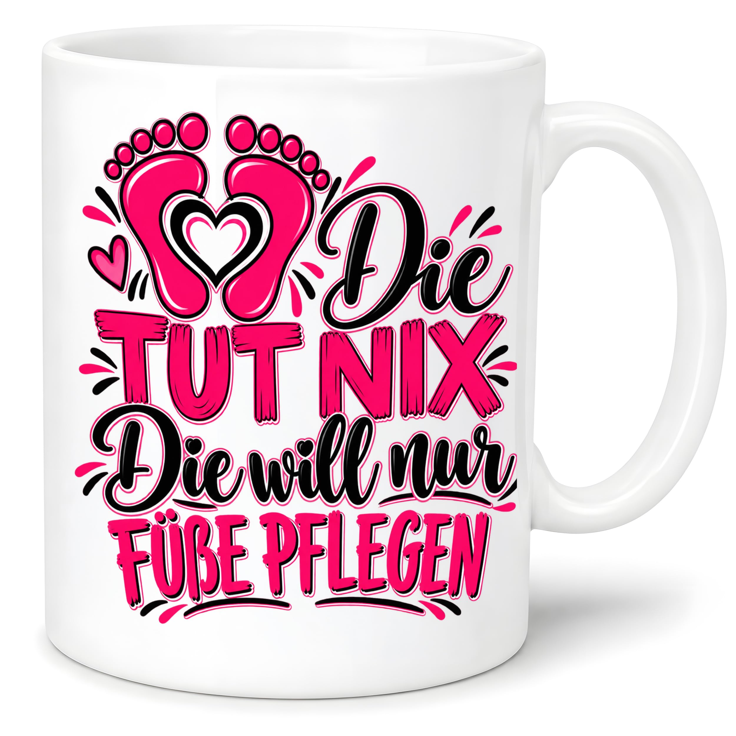 Herzbotschaft Tasse Fußpflege Kaffeetasse für Podologin mit lustigem Spruch