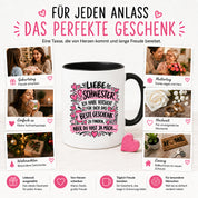 Herzbotschaft Tasse Geschenk Beste Schwester Kaffeetasse Geschwister