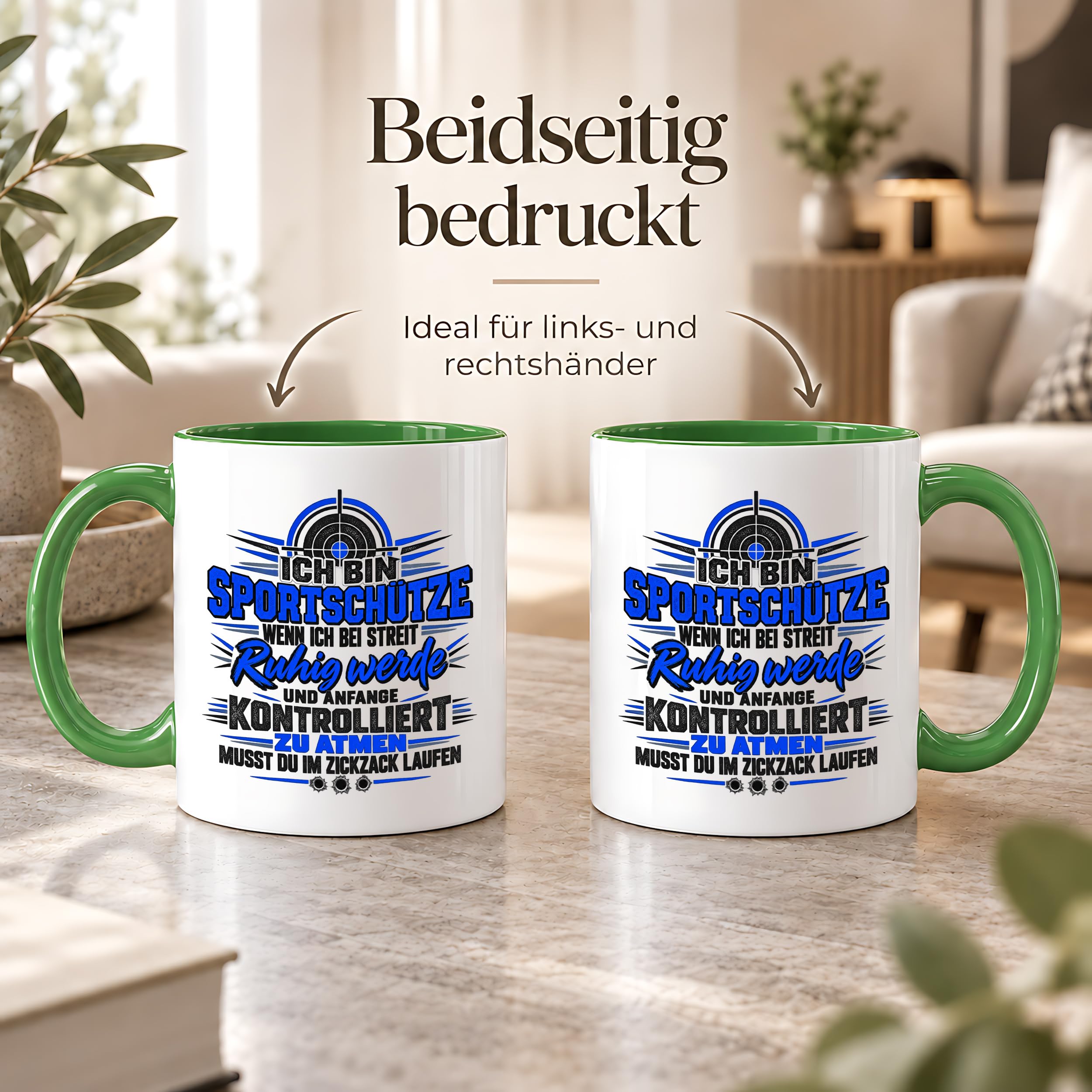 Herzbotschaft Sportschütze Tasse Geschenk für Schützenverein Kaffeetasse