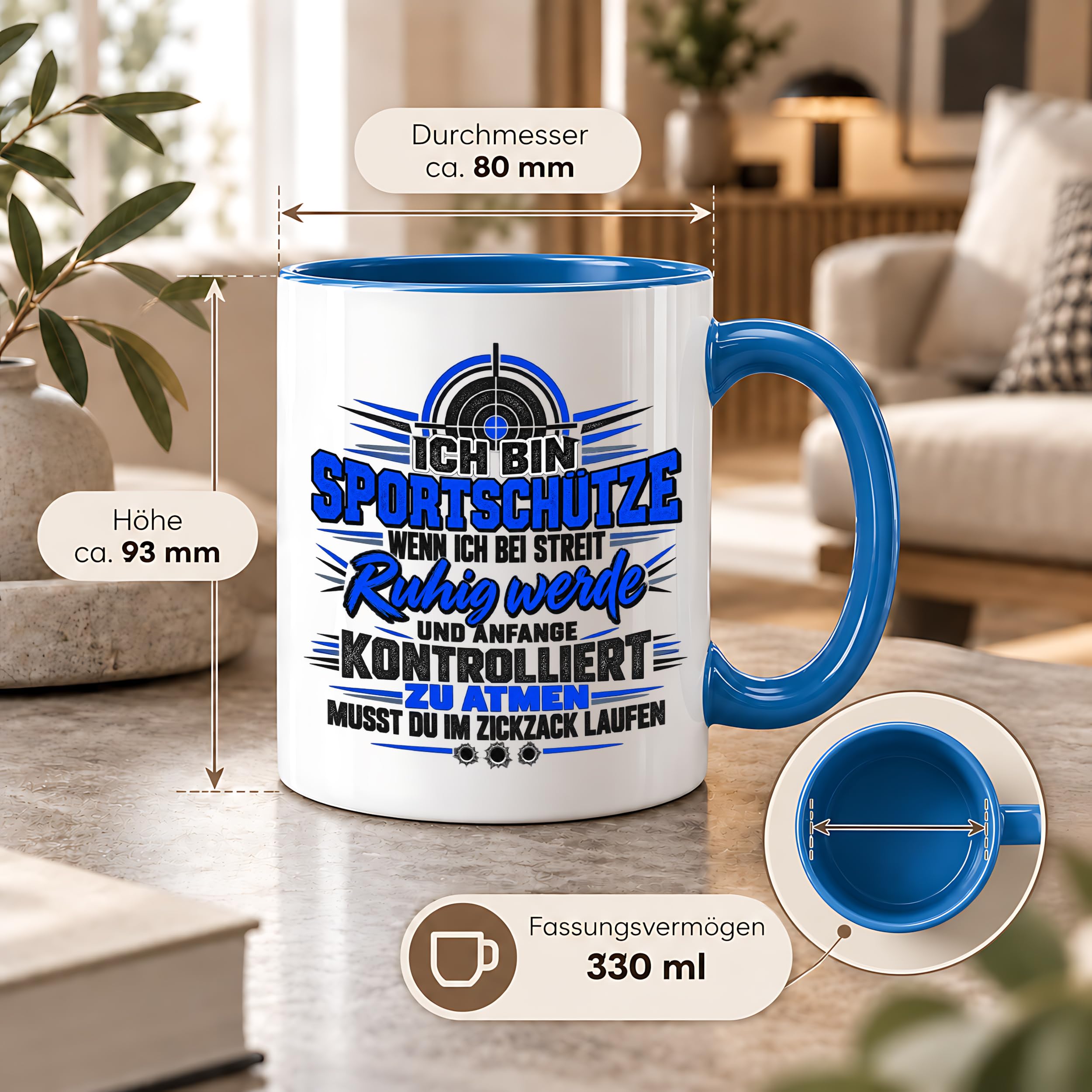 Herzbotschaft Sportschütze Tasse Geschenk für Schützenverein Kaffeetasse