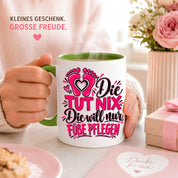 Herzbotschaft Tasse Fußpflege Kaffeetasse für Podologin mit lustigem Spruch