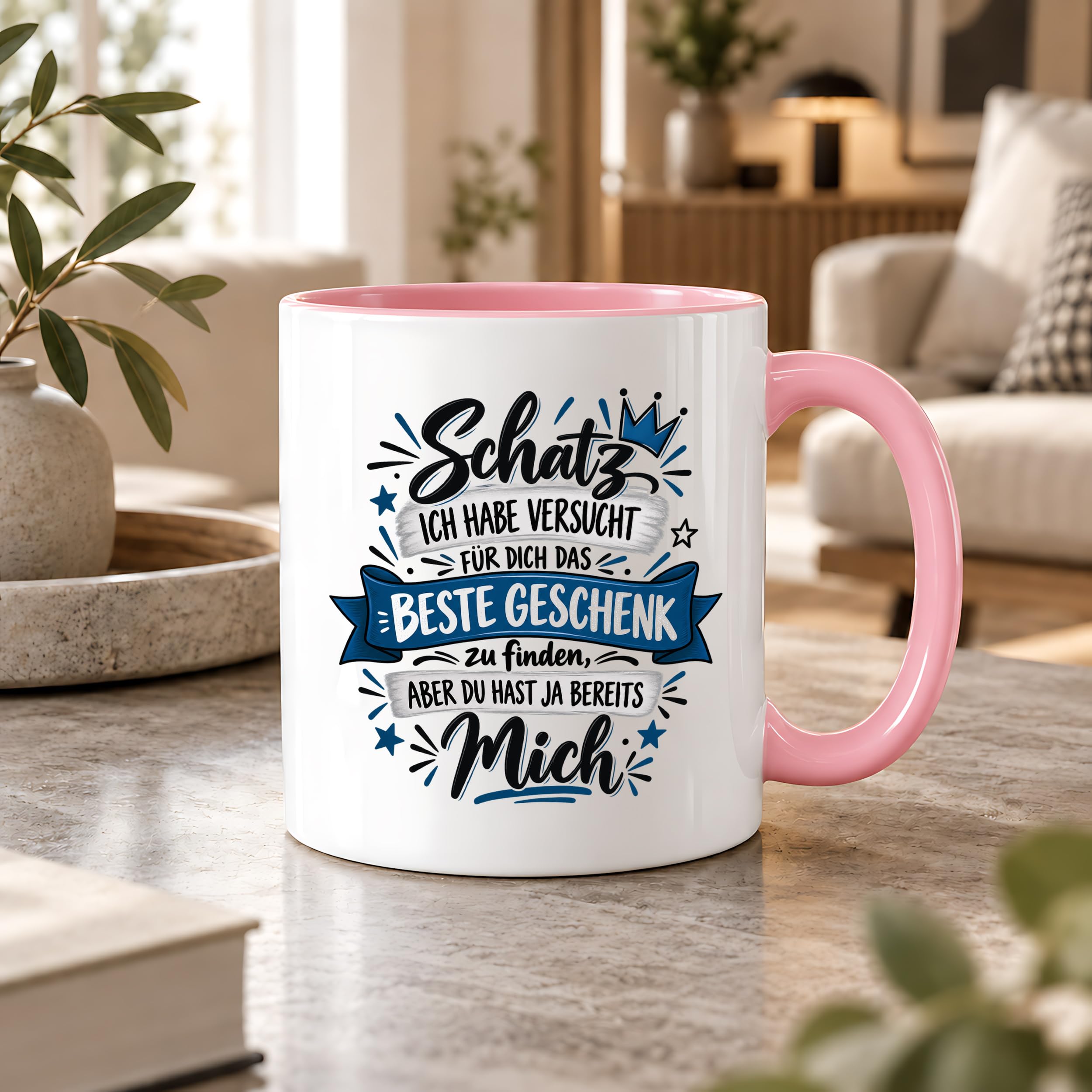 Herzbotschaft Tasse Geschenk Schatz Kaffeetasse für Freund Ehemann Teetasse