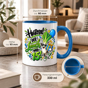 Herzbotschaft Tasse 15. Geburtstag Teetasse Geburtstagsgeschenk für Jungen
