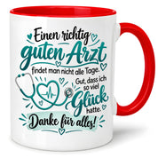 Herzbotschaft Tasse Danke Arzt Geschenk Kaffeetasse für Mediziner Praxis