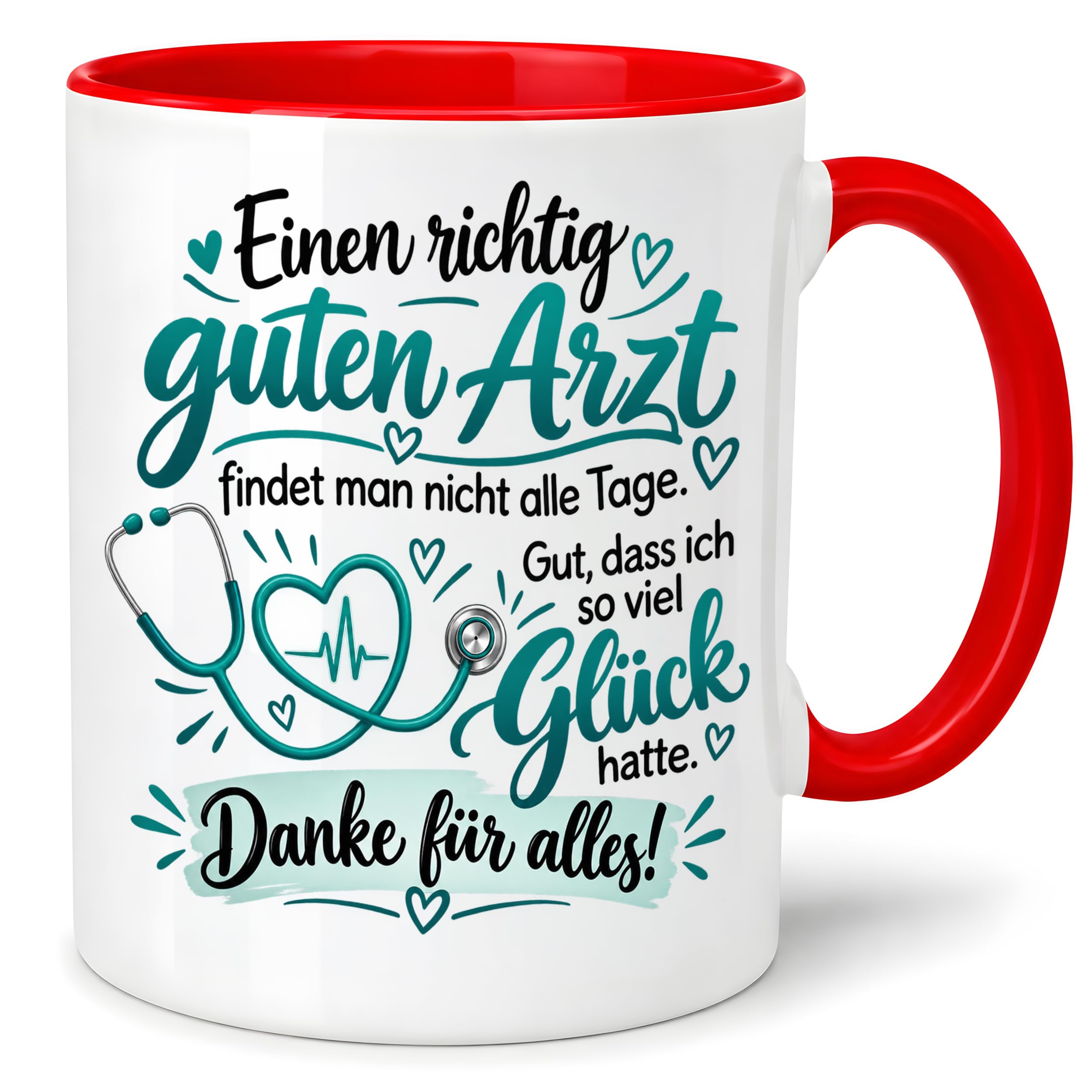Herzbotschaft Tasse Danke Arzt Geschenk Kaffeetasse für Mediziner Praxis