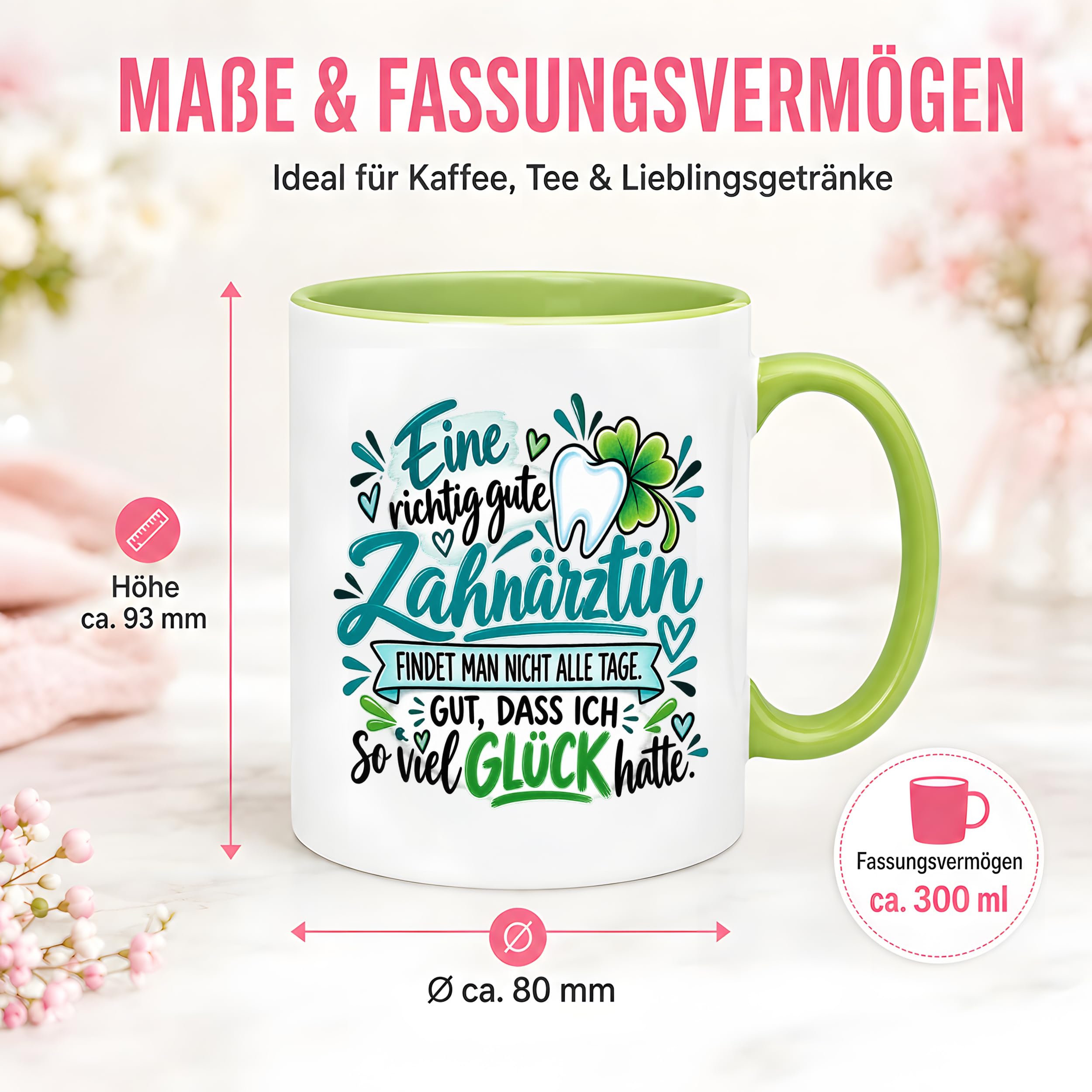 Herzbotschaft Zahnärztin Tasse Danke Kaffeetasse Geschenk in Zahnarztpraxis