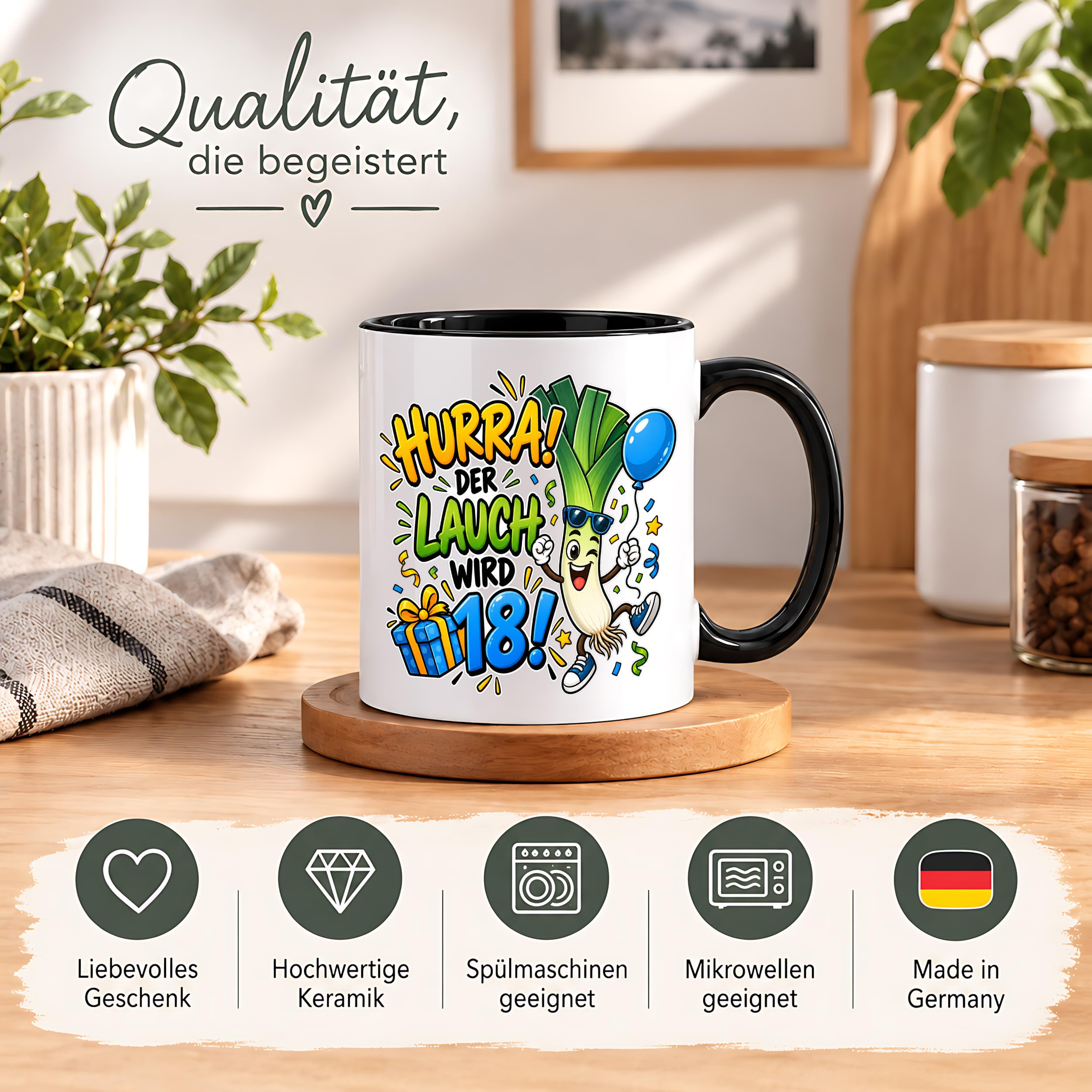 Herzbotschaft 18. Geburtstag Tasse Geburtstagsgeschenk für jungen Mann