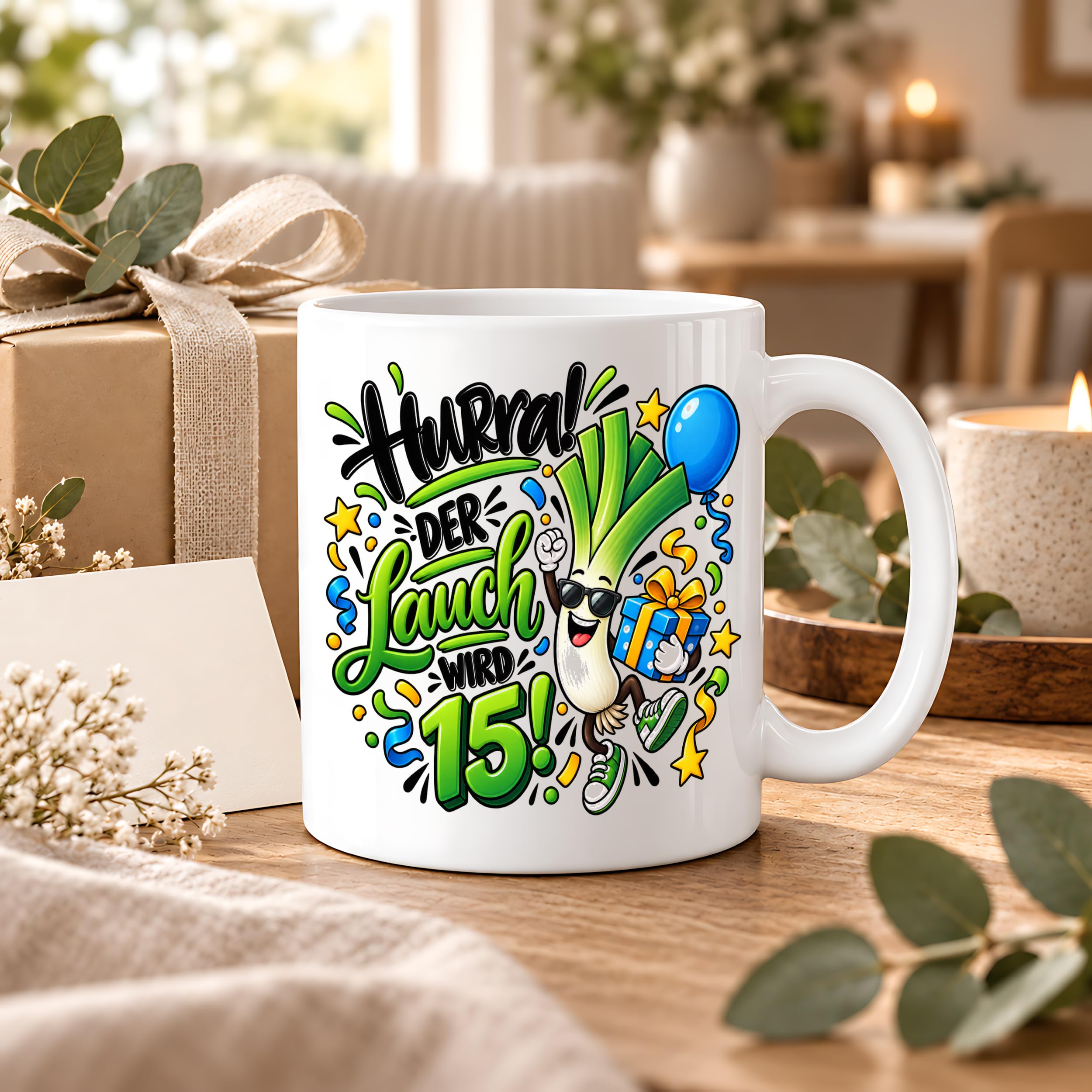 Herzbotschaft Tasse 15. Geburtstag Teetasse Geburtstagsgeschenk für Jungen