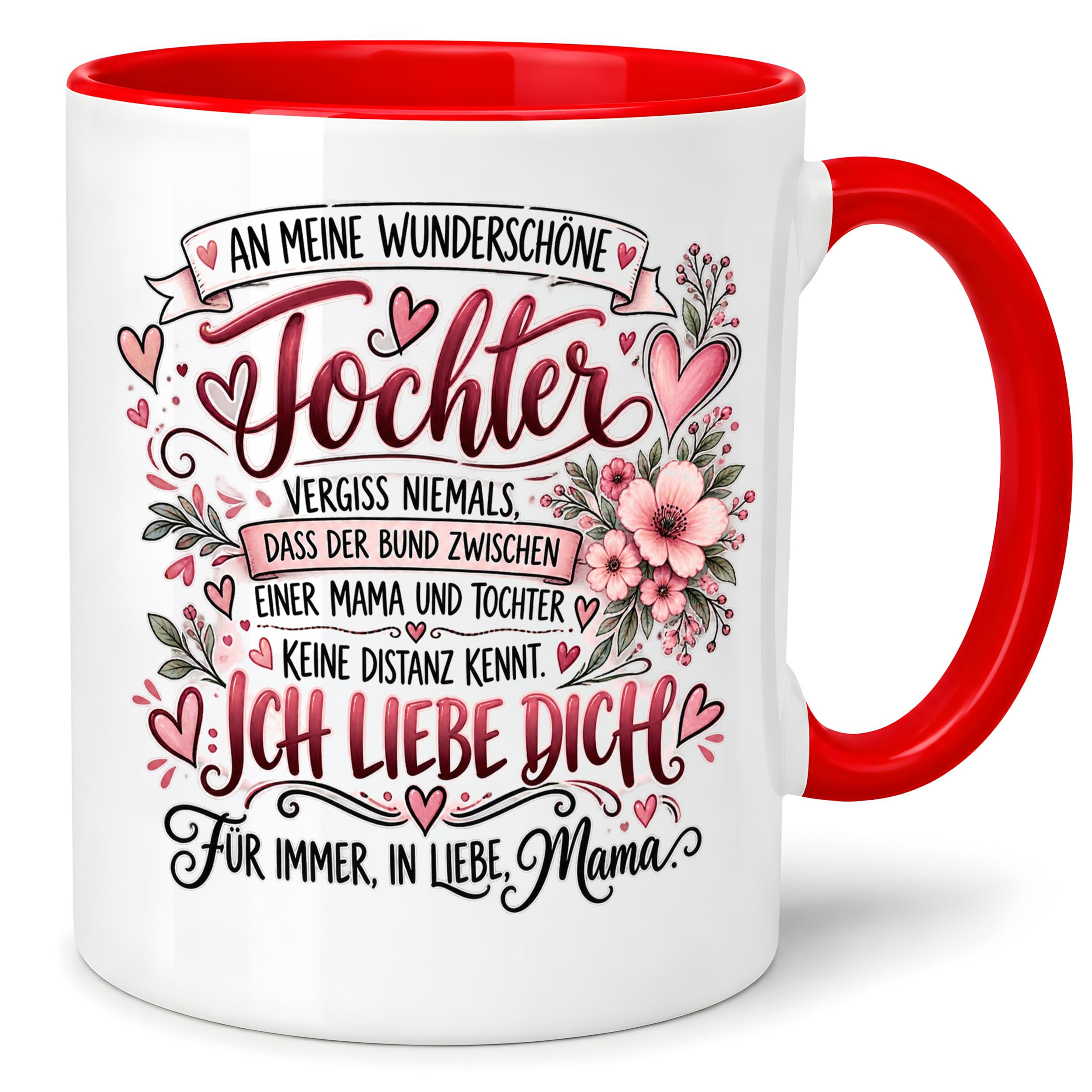 Herzbotschaft Tochter Tasse Geschenk von Mama Kaffeetasse hübsche Tochter