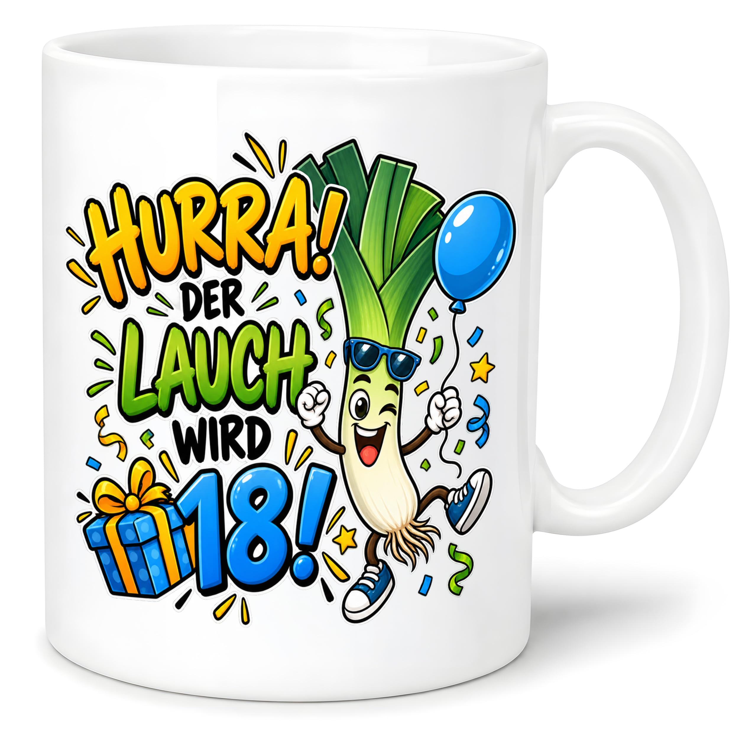 Herzbotschaft 18. Geburtstag Tasse Geburtstagsgeschenk für jungen Mann