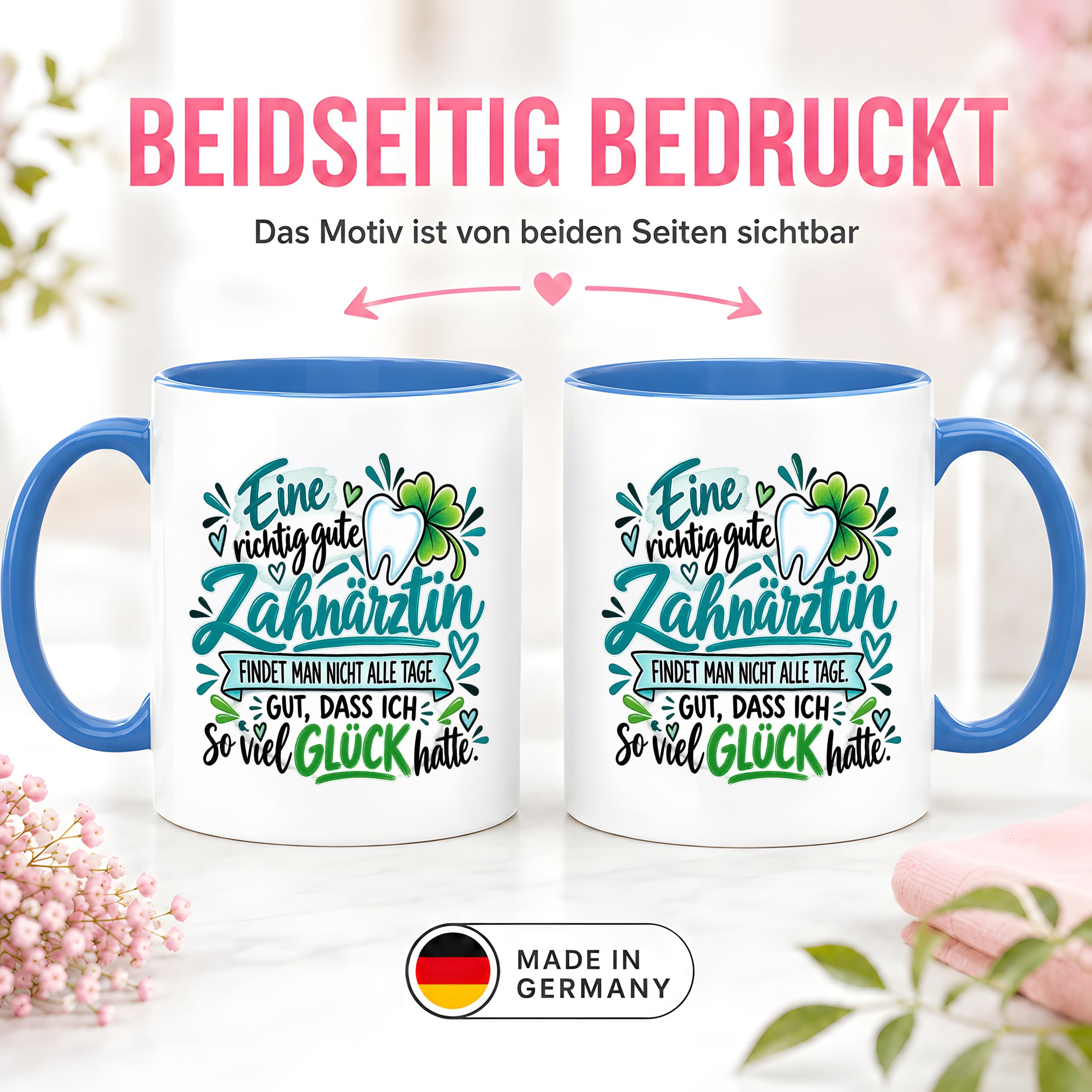 Herzbotschaft Zahnärztin Tasse Danke Kaffeetasse Geschenk in Zahnarztpraxis