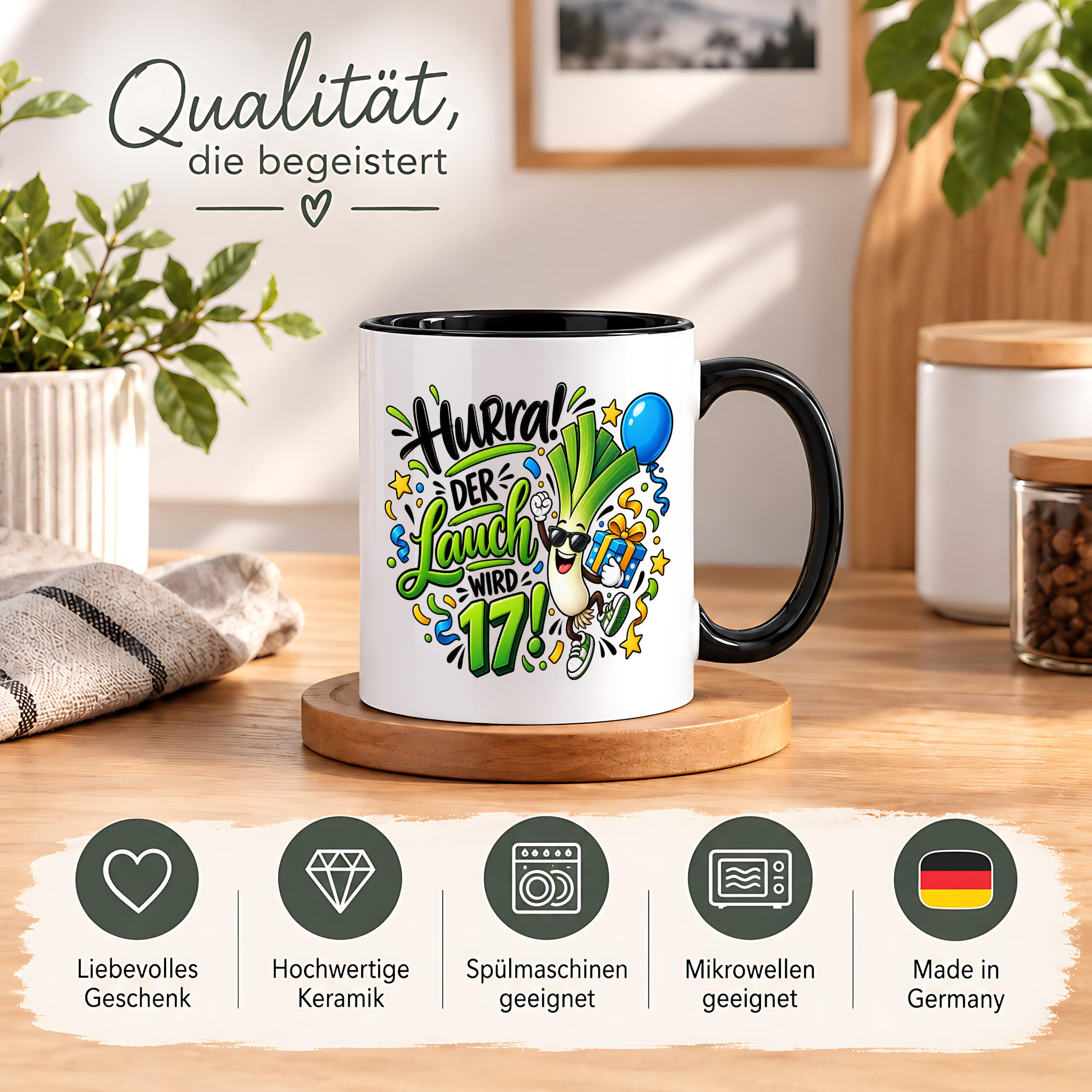 Herzbotschaft Tasse 17. Geburtstag – Kaffeetasse Geschenk für Jungen Mann