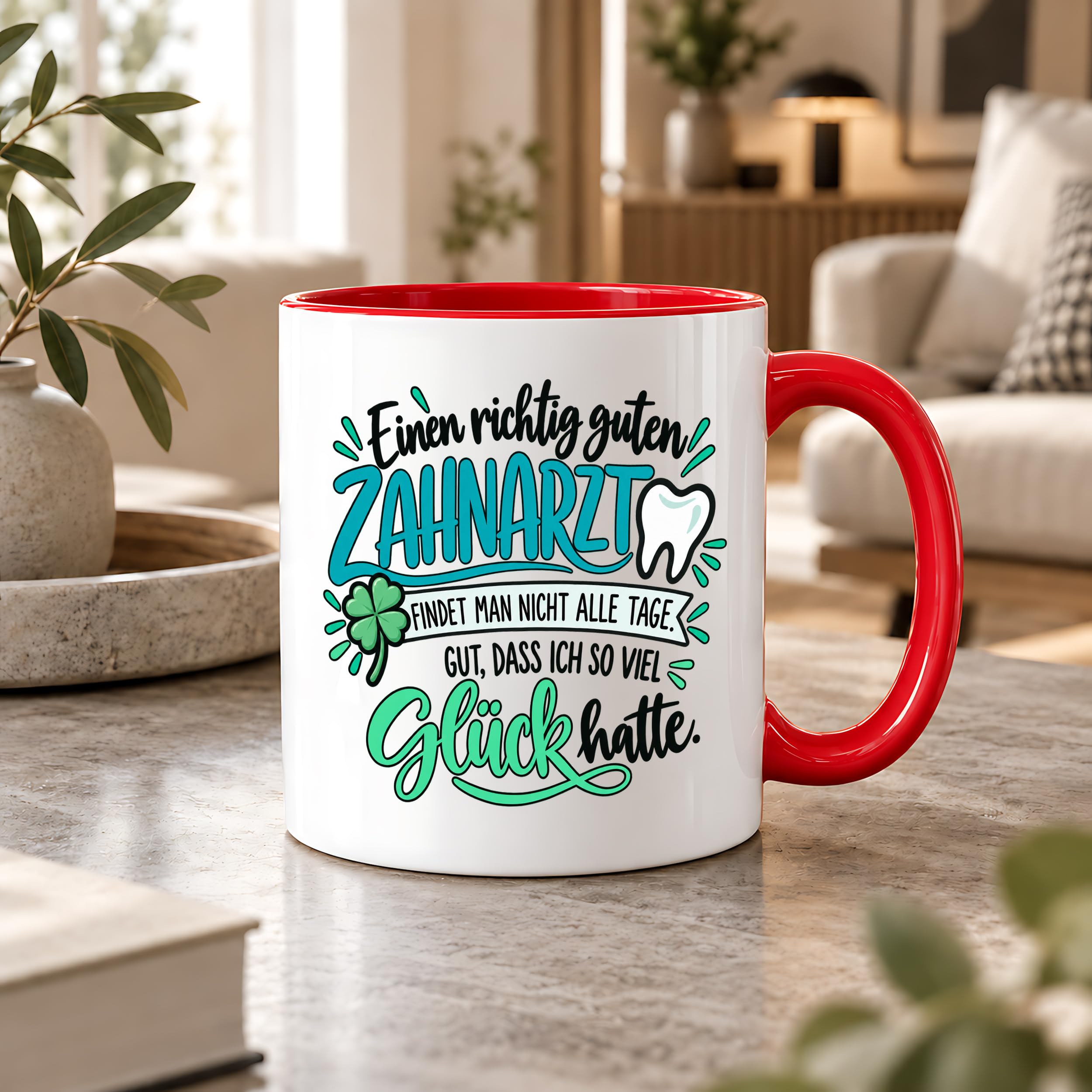 Herzbotschaft Zahnarzt Tasse - Danke Geschenk Kaffeetasse Zahnarztpraxis