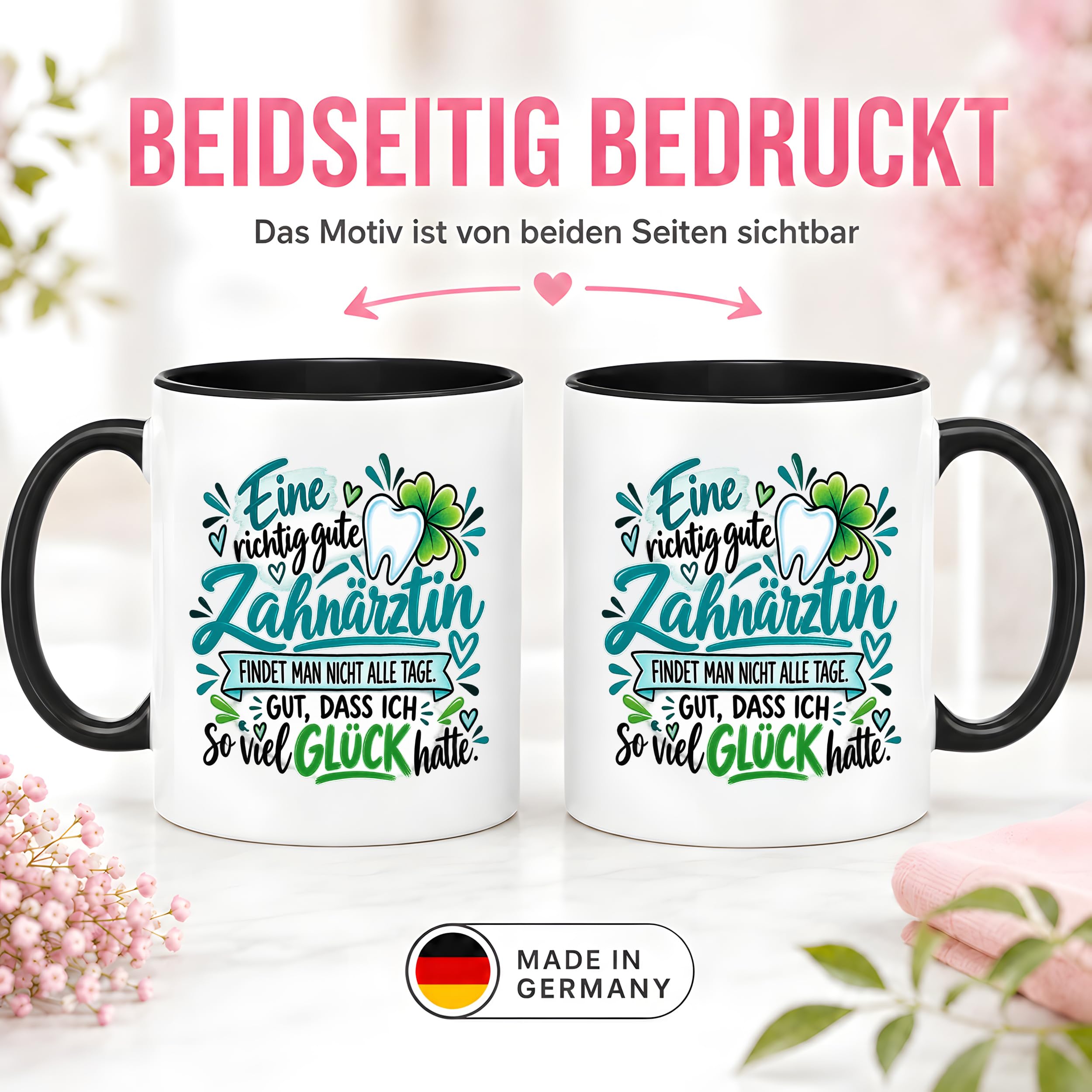 Herzbotschaft Zahnärztin Tasse Danke Kaffeetasse Geschenk in Zahnarztpraxis