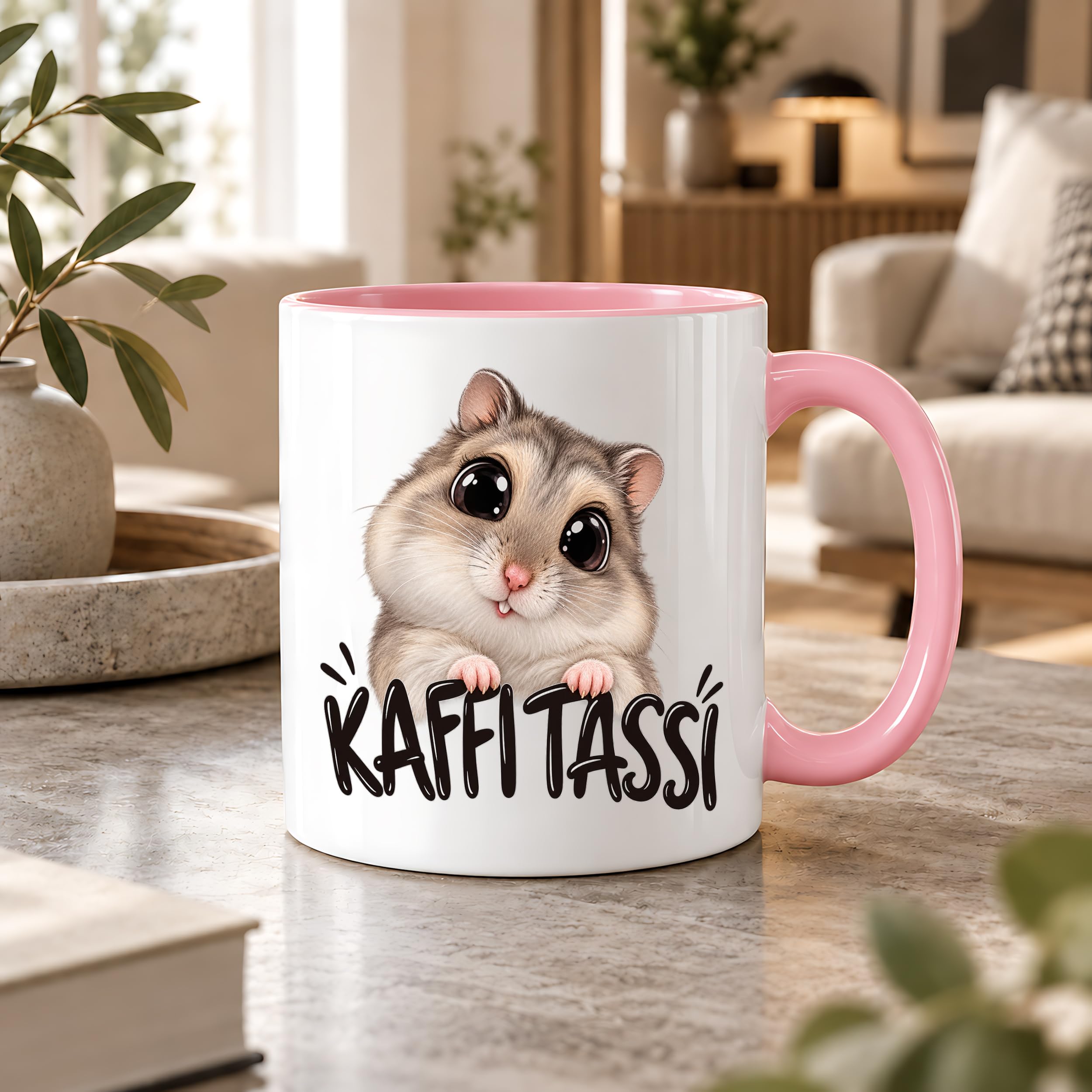 Herzbotschaft Kaffeetasse für Hamster Fans mit lustigem Spruch Kaffi Tassi