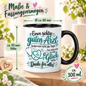 Herzbotschaft Tasse Danke Arzt Geschenk Kaffeetasse für Mediziner Praxis