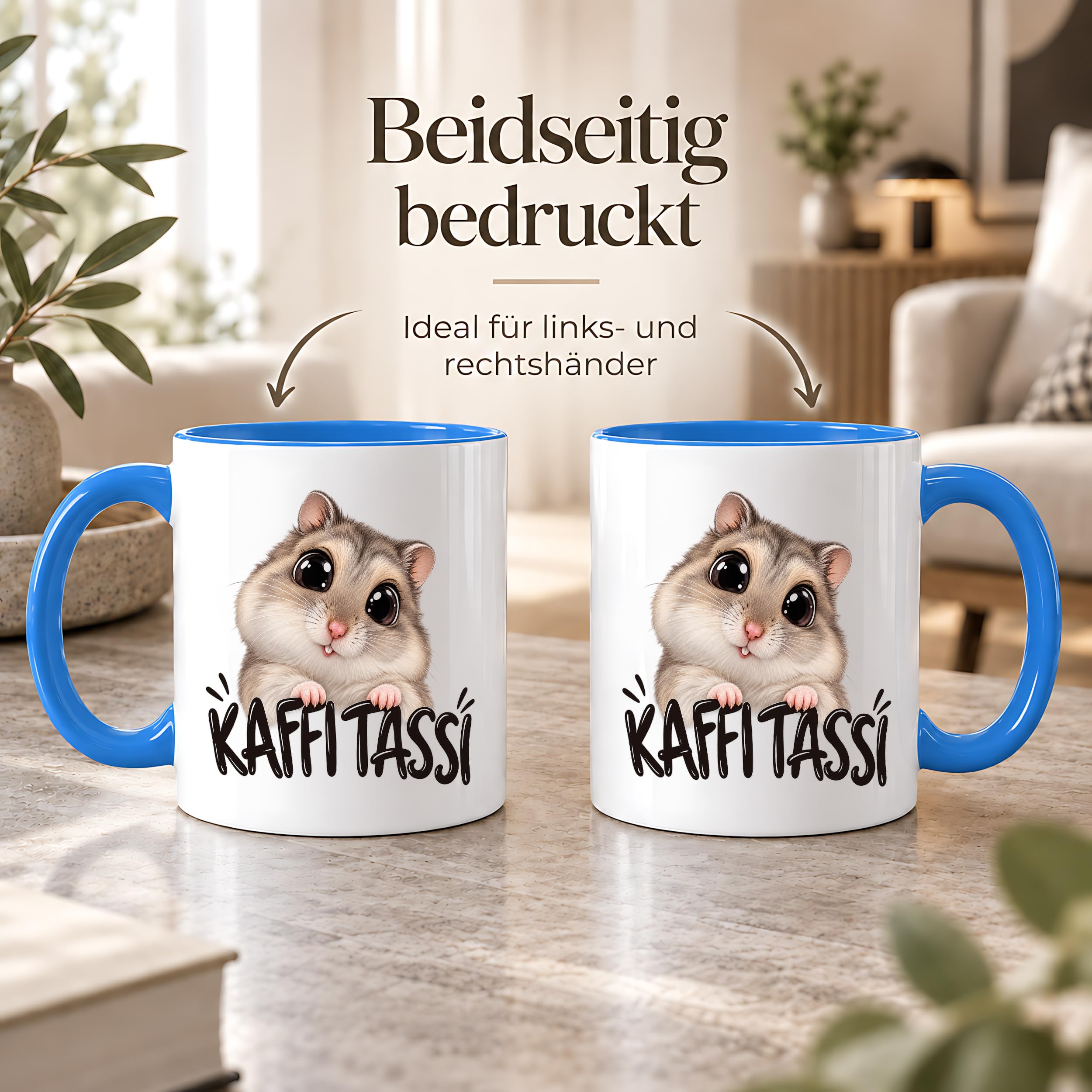 Herzbotschaft Kaffeetasse für Hamster Fans mit lustigem Spruch Kaffi Tassi