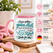 Herzbotschaft Tasse Danke Arzt Geschenk Kaffeetasse für Mediziner Praxis