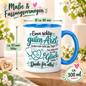 Herzbotschaft Tasse Danke Arzt Geschenk Kaffeetasse für Mediziner Praxis