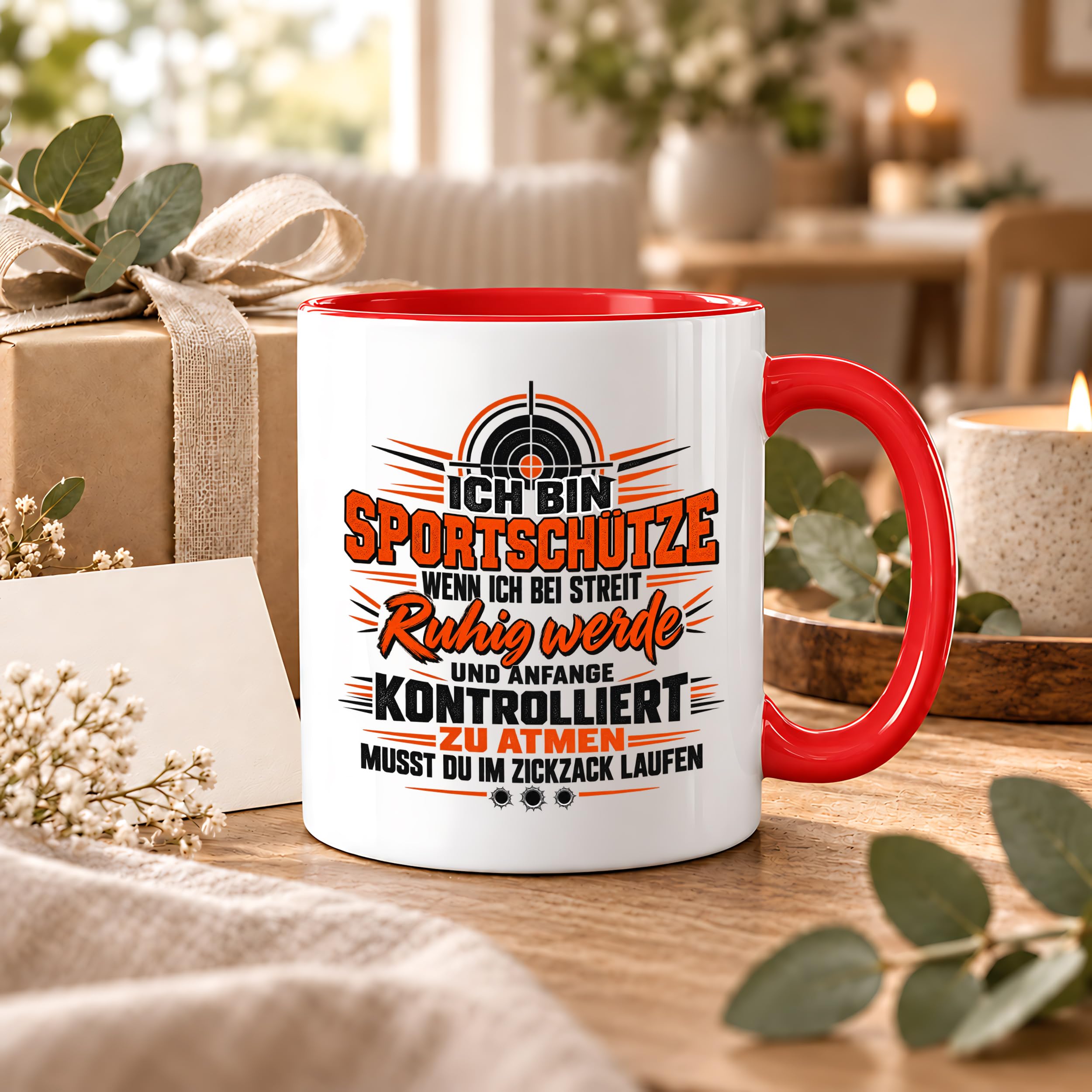 Herzbotschaft Tasse Sportschütze Geschenk Kaffeetasse Schützenverein