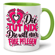 Herzbotschaft Tasse Fußpflege Kaffeetasse für Podologin mit lustigem Spruch