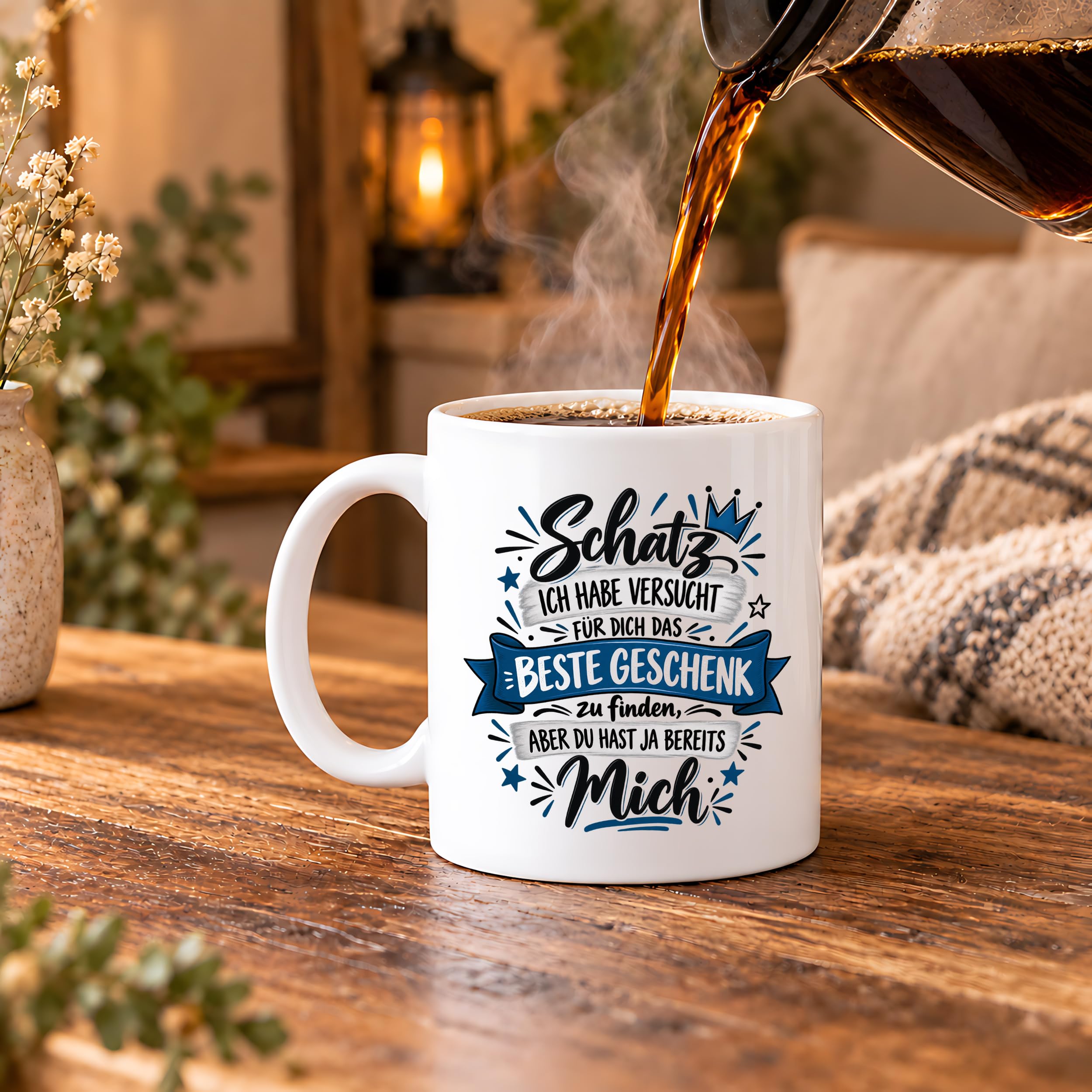 Herzbotschaft Tasse Geschenk Schatz Kaffeetasse für Freund Ehemann Teetasse